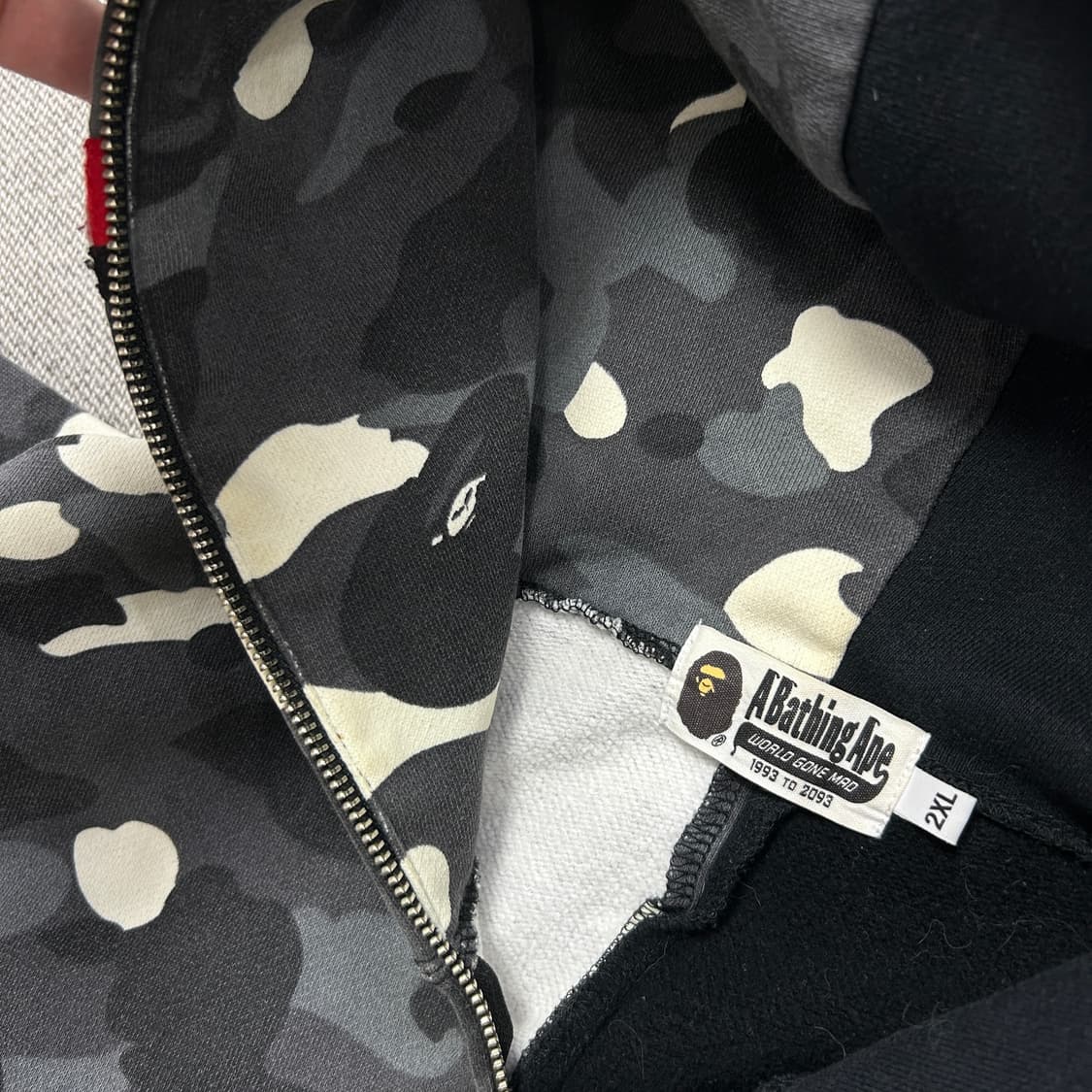 (한글택)베이프 반반 아수라 카모 샤크 후드집업(2XL) 상품이미지5