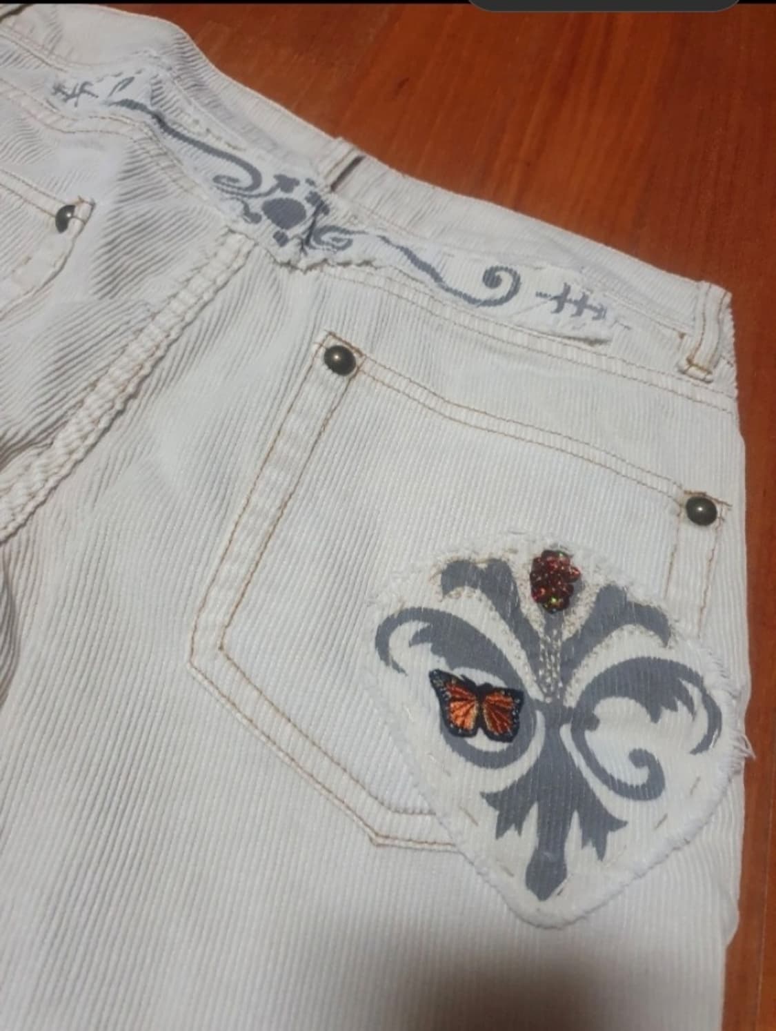 프리피플 자수 코듀로이 데미지 빈티지 면바지 상품이미지5