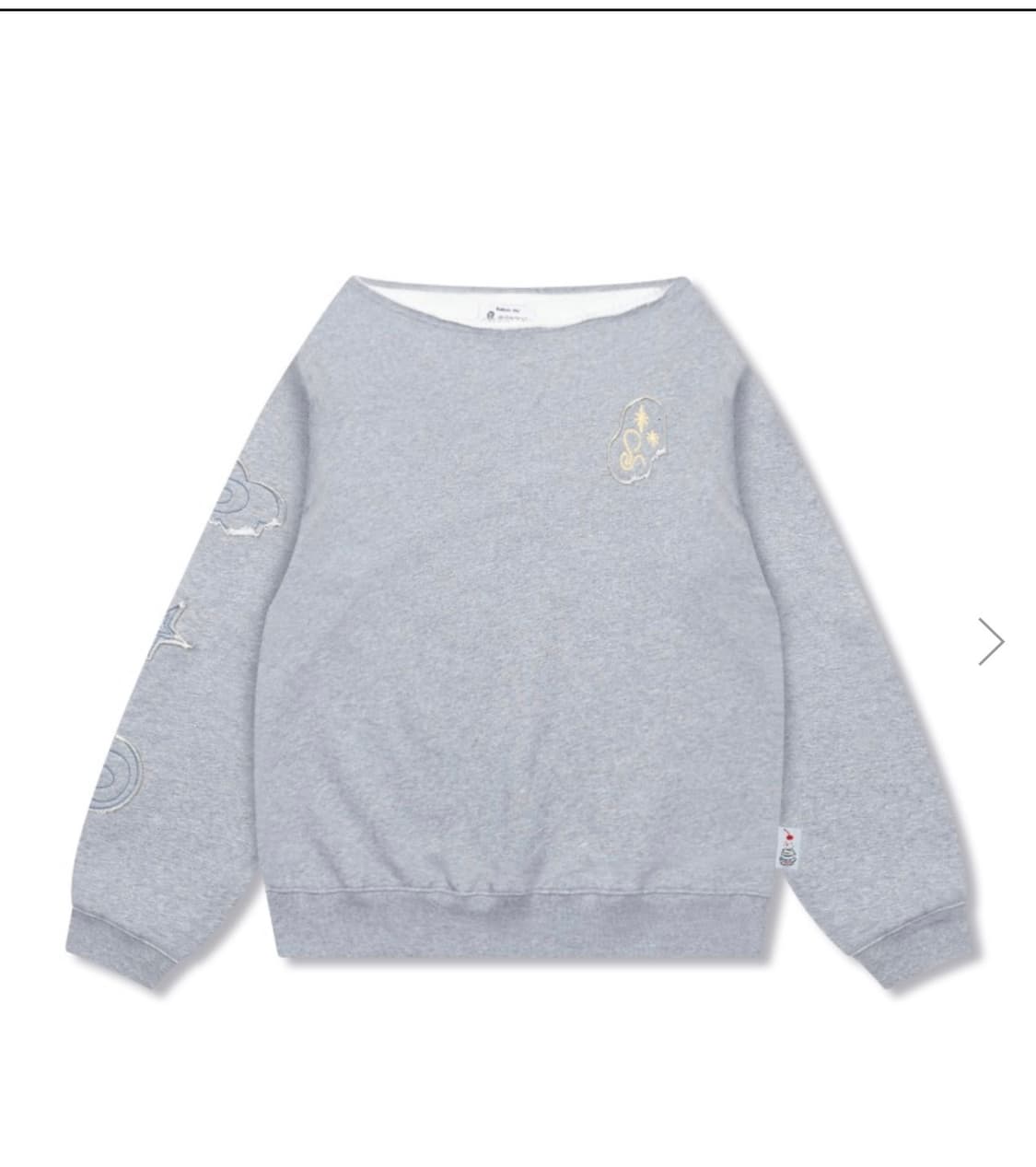 [루나키후] 구르구르 아플리케 원숄더 맨투맨 (그레이/사이즈2) 상품이미지1