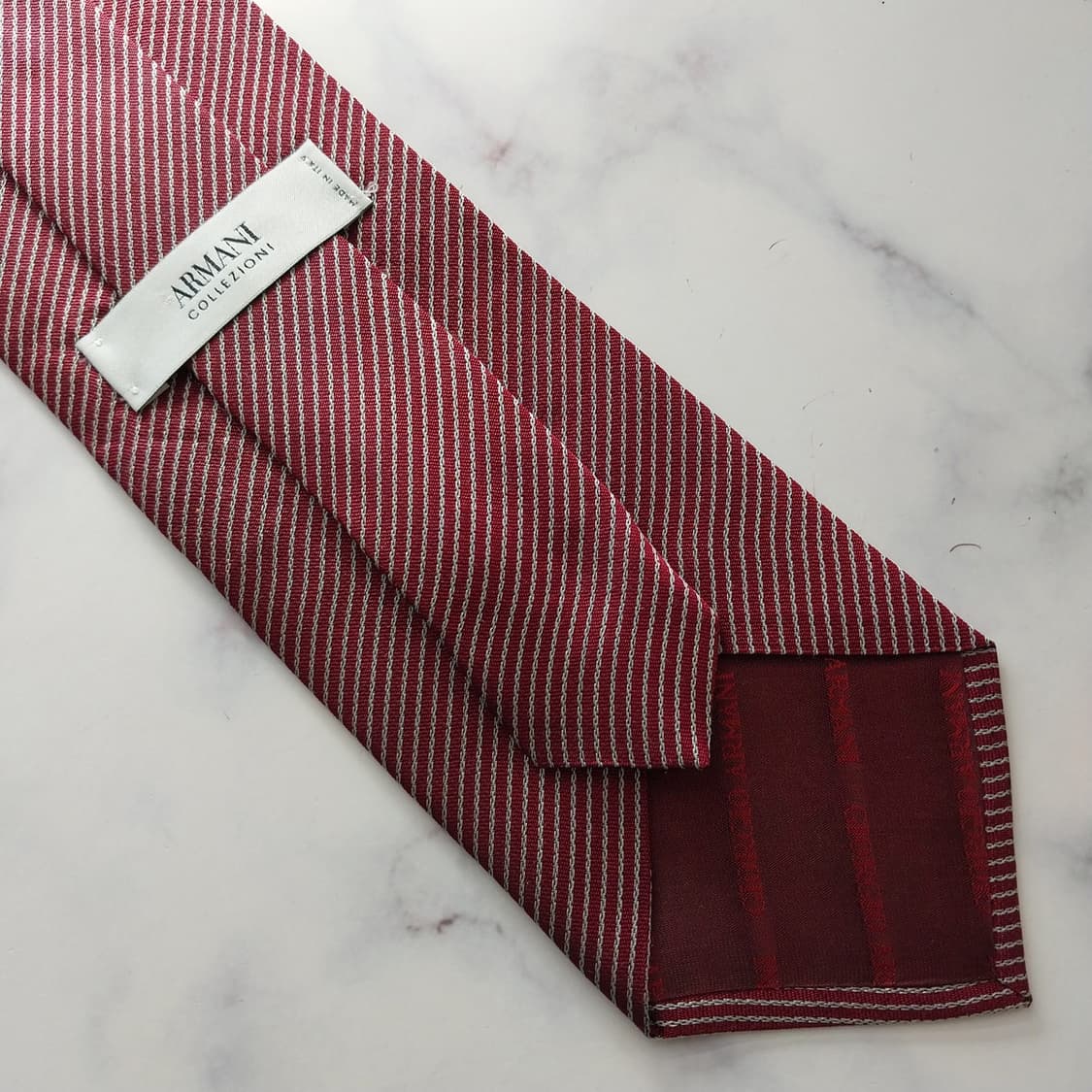 아르마니 꼴레지오니 실크 와인 레드 넥타이 9.5cm A+등급 K1322 상품이미지9