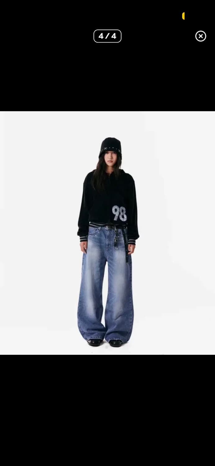 아캄 9C 패치 벨루어 집업 후드티 블랙ㅣ1사이즈 상품이미지4