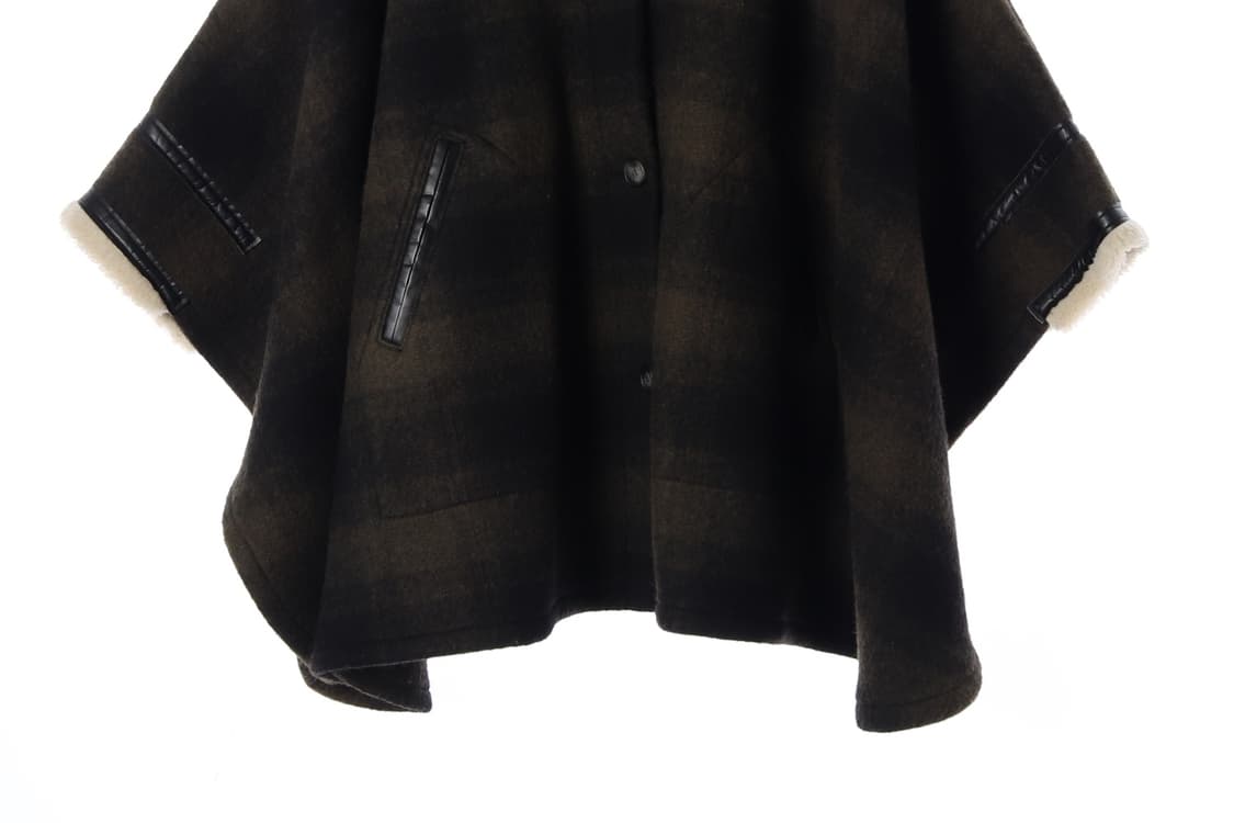 MM6 메종마르지엘라 카키 체크 후드 케이프 울 코트 S 상품이미지4