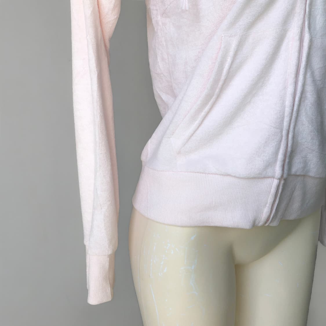 페일 핑크 러플 테리 후드 집업 상품이미지3