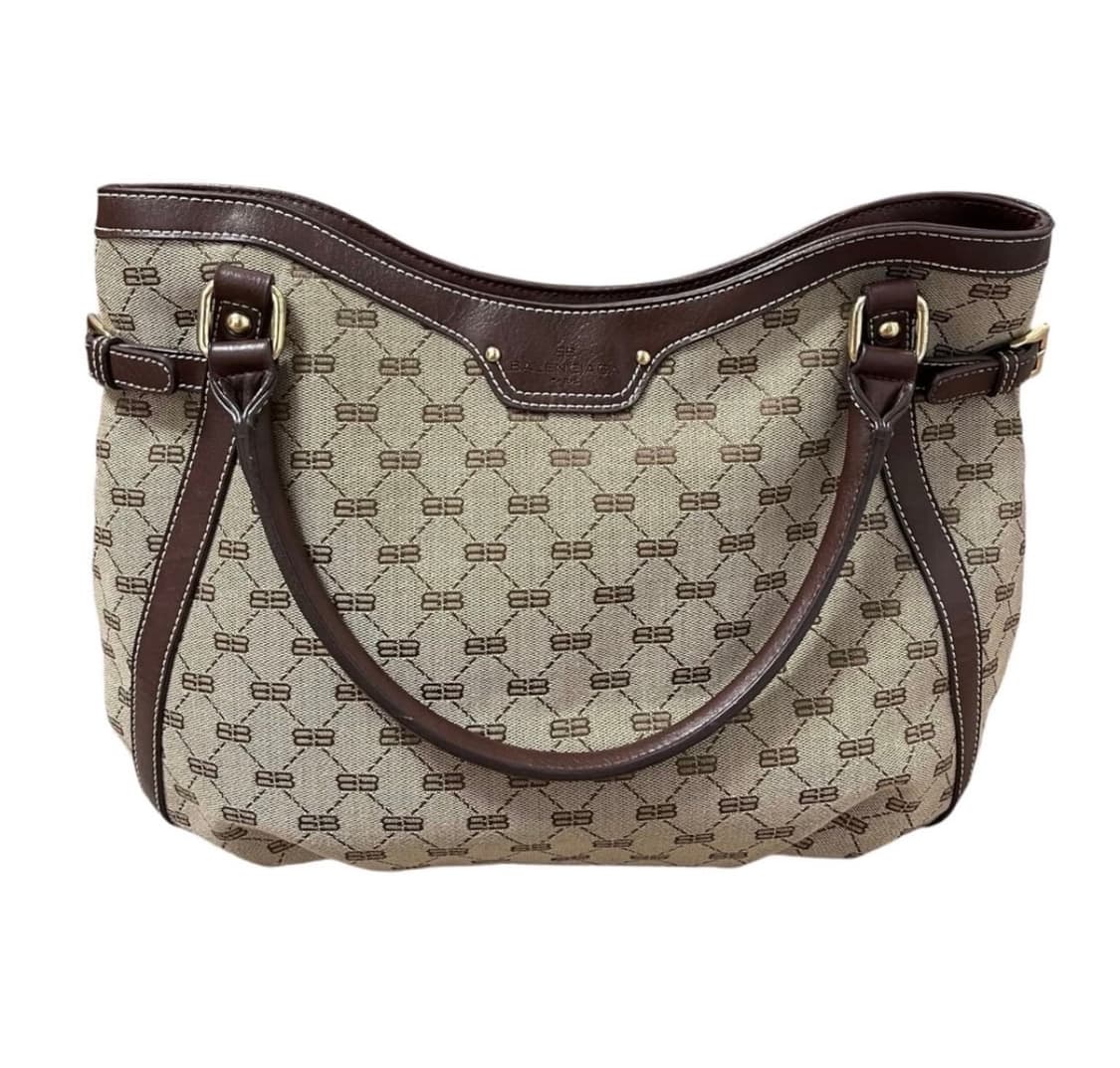 [OS] 00s 발렌시아가 빈티지 BB로고 숄더백 모노크롬 금강 상품이미지1