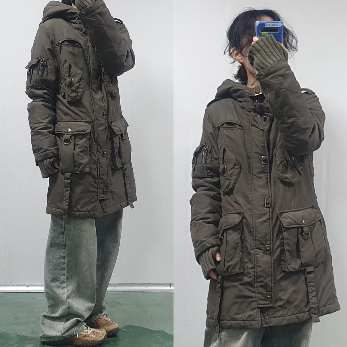 (cecil mcbee) 핸드 워머 야상 패딩 카키 상품이미지10