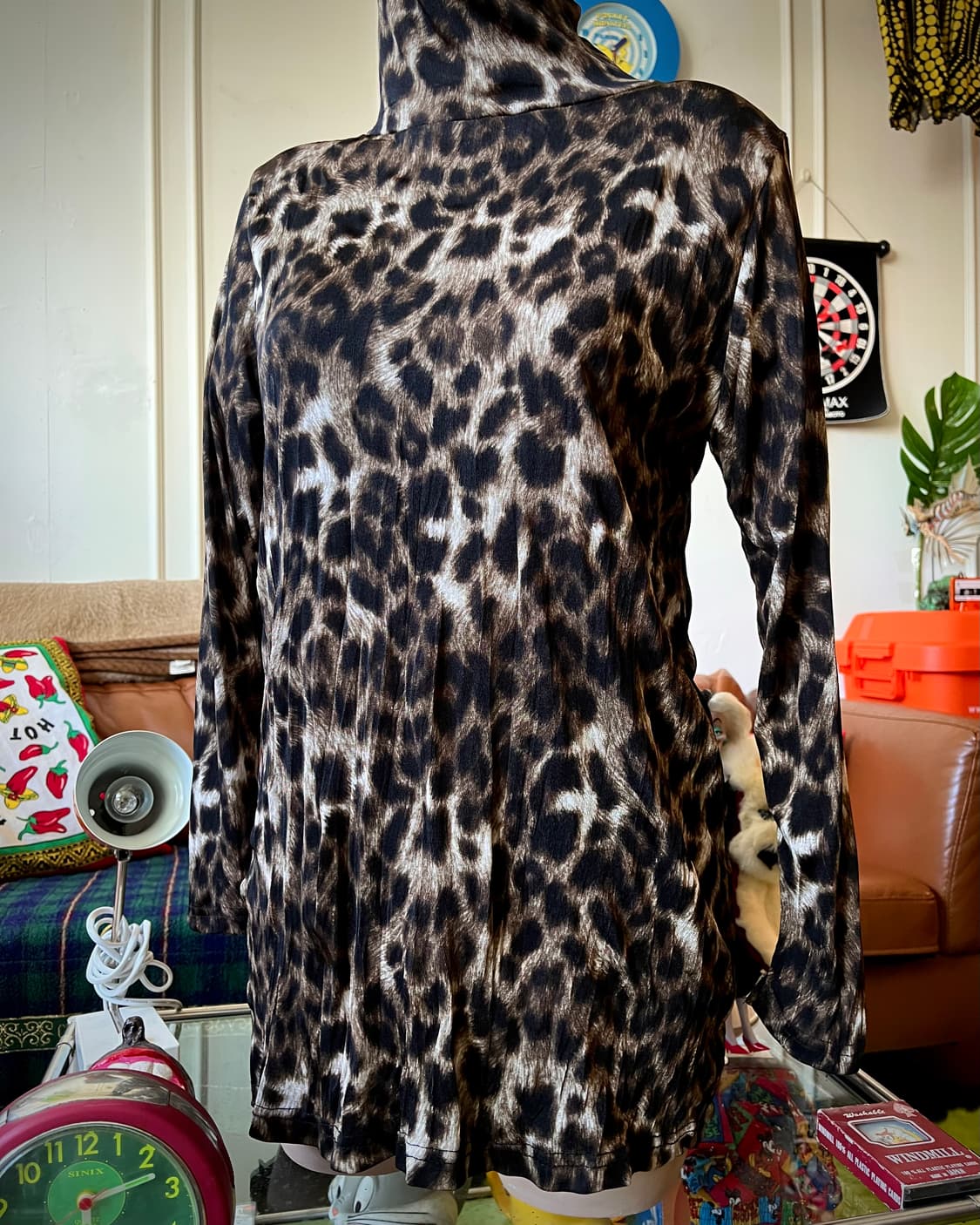 Japanese Vintage Leopard High-Neck Top 상품이미지3