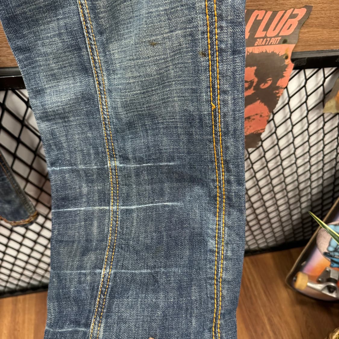 00s USA VINTAGE 데님 팬츠 후면 멀티컬러 자수 포인트 중청 상품이미지10