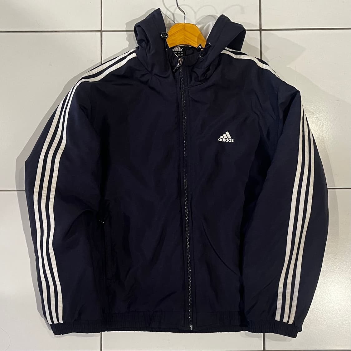 아디다스 올드스쿨 누빔 후드점퍼 네이비 상품이미지1