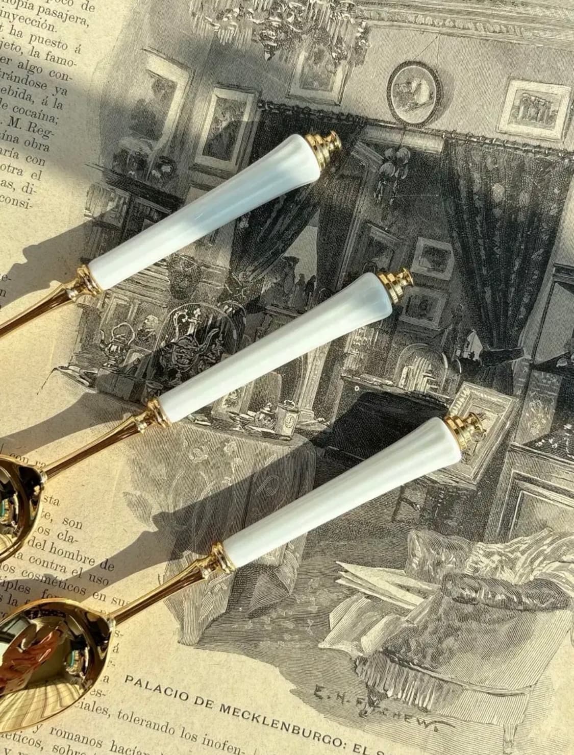 일본 골드플레이트 포셀린핸들 티스푼세트 상품이미지3