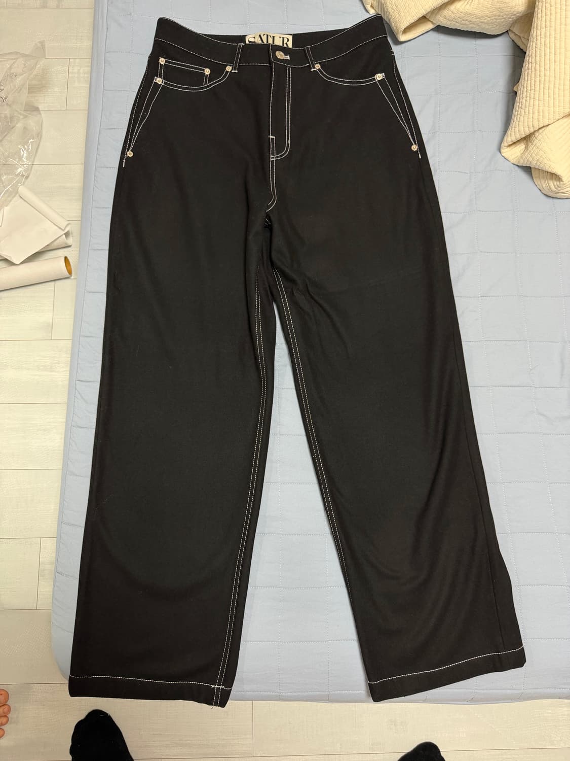 세터 울 바지 블랙 M (30-32)  상품이미지1