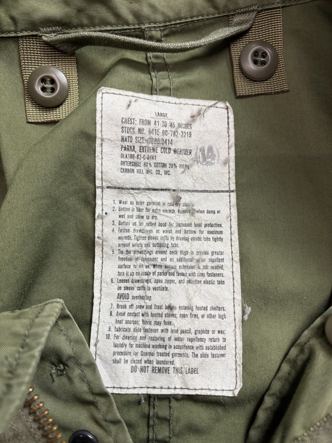 카본힐 MFG 오리지널 미군 M-65 피쉬테일 개파카 2597 상품이미지4