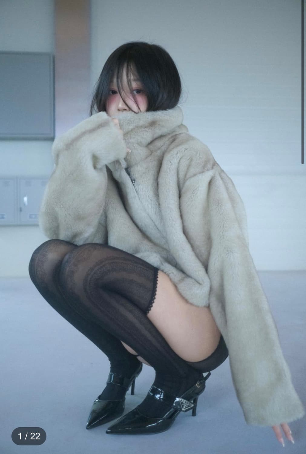 [새상품] 스윔시티 퍼자켓 Regina fur dusty Ash 상품이미지1