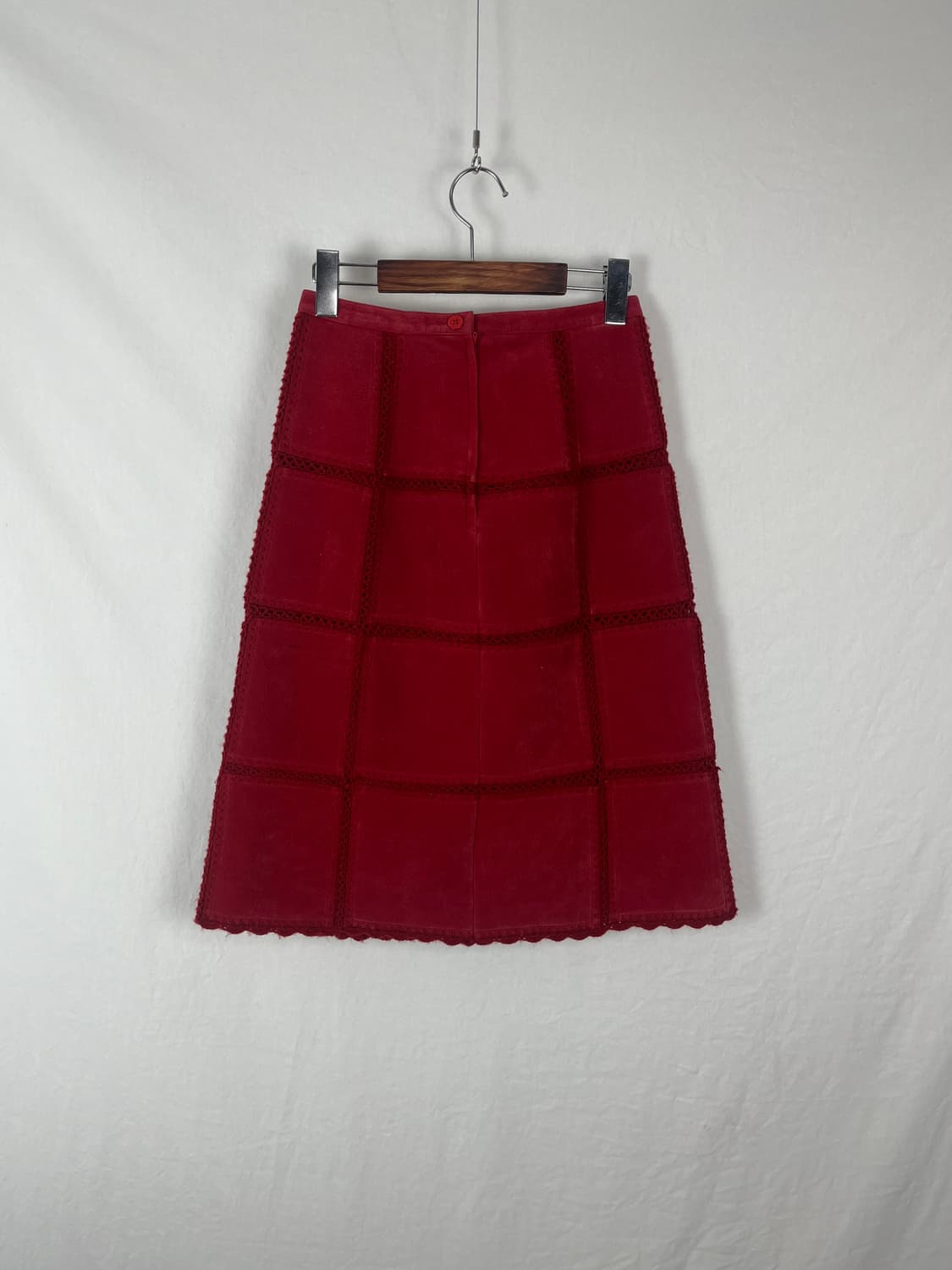 Vintage 스웨이드 레드컬러 미디 스커트  상품이미지4