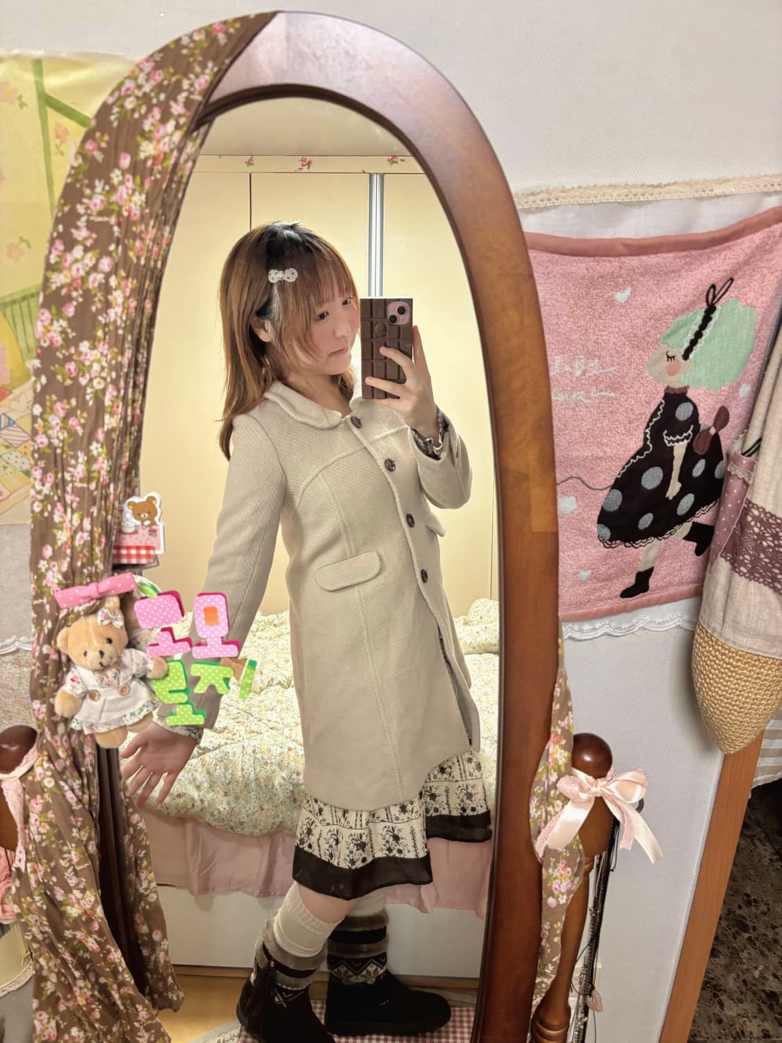 모리걸 둥근카라 원피스 코트 + 플로럴 러블리 세트 상품이미지3