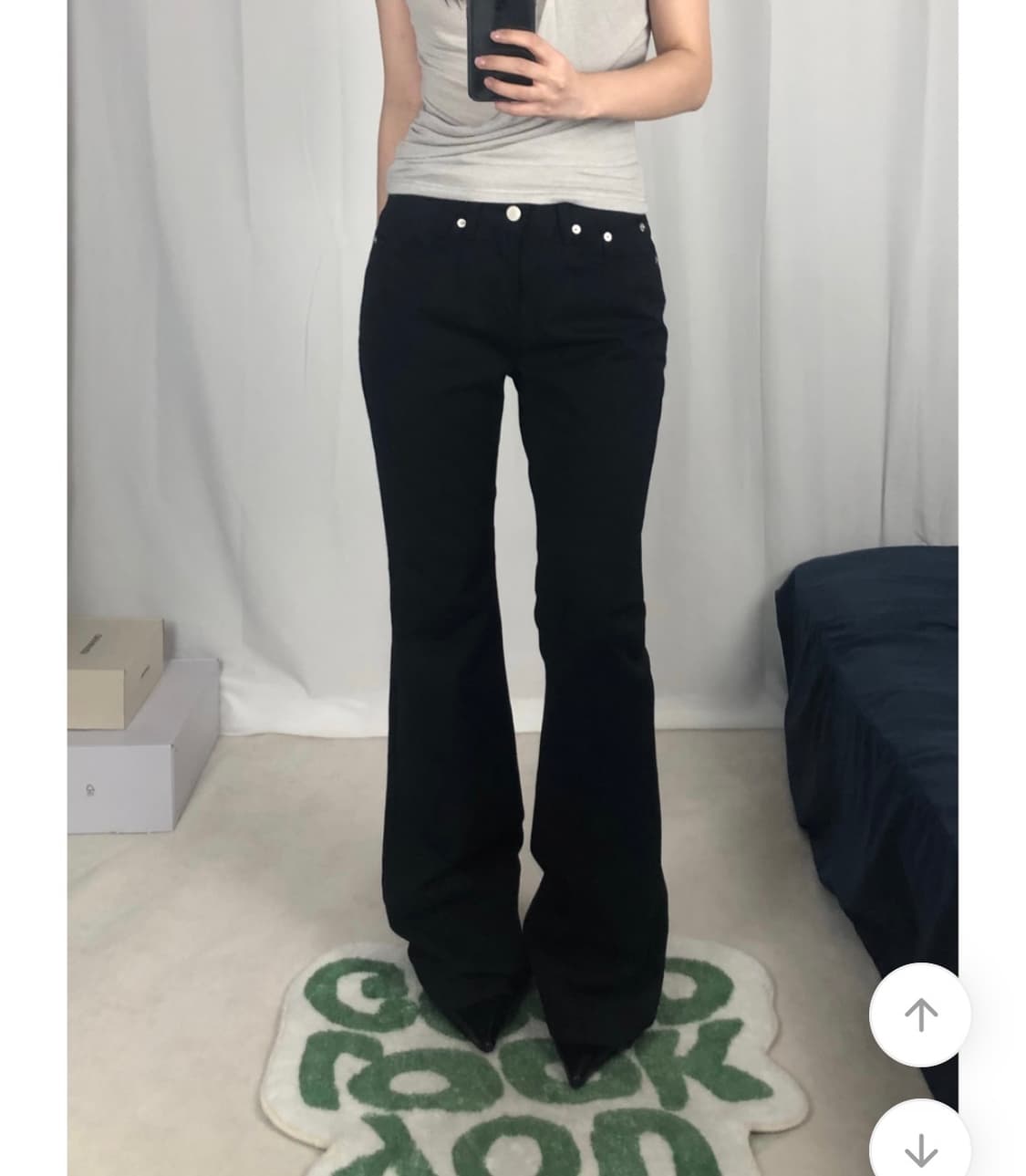 새상품) OOTJ 오오티제이 세미부츠컷 팬츠 블랙 s 상품이미지1