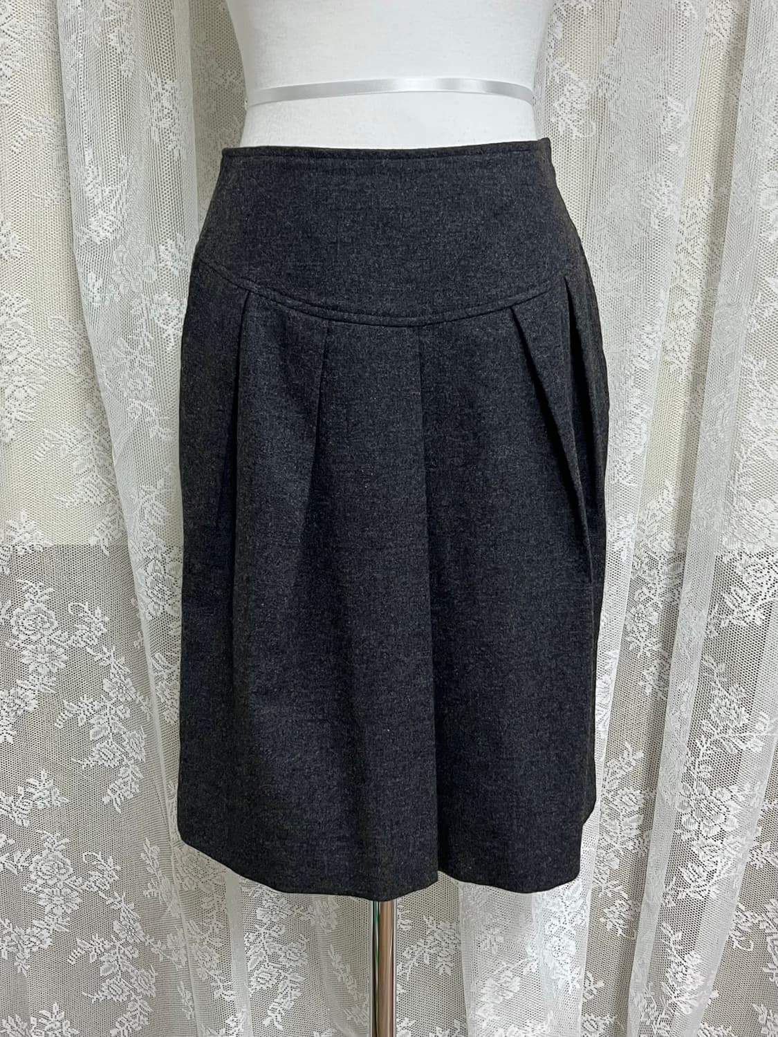 36) 막스마라 울 핀턱 스커트 차콜 상품이미지1