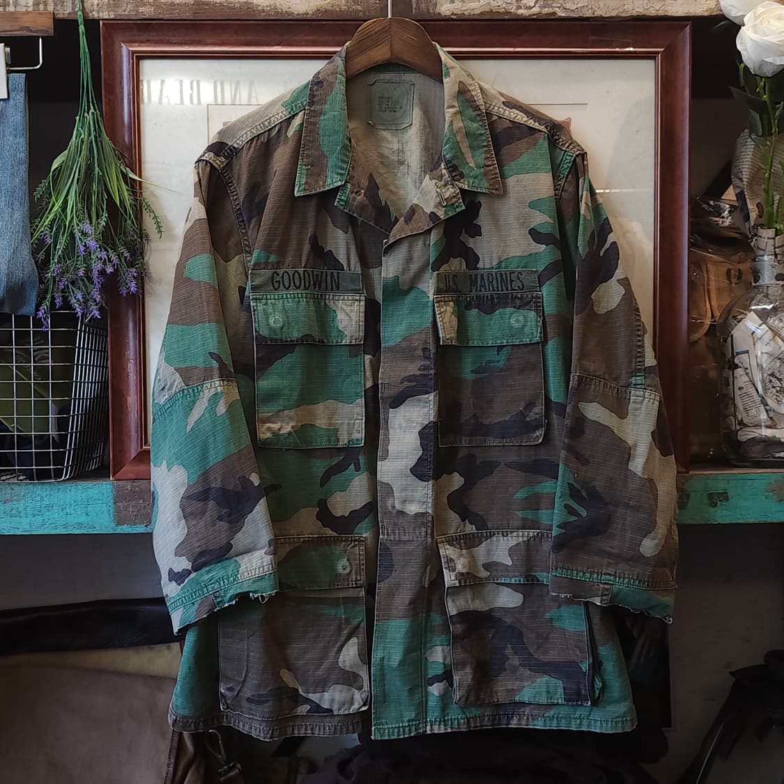 90s 미군 BDU 카모셔츠 우드랜드 커팅 디테일 미디움 레귤러 상품이미지1