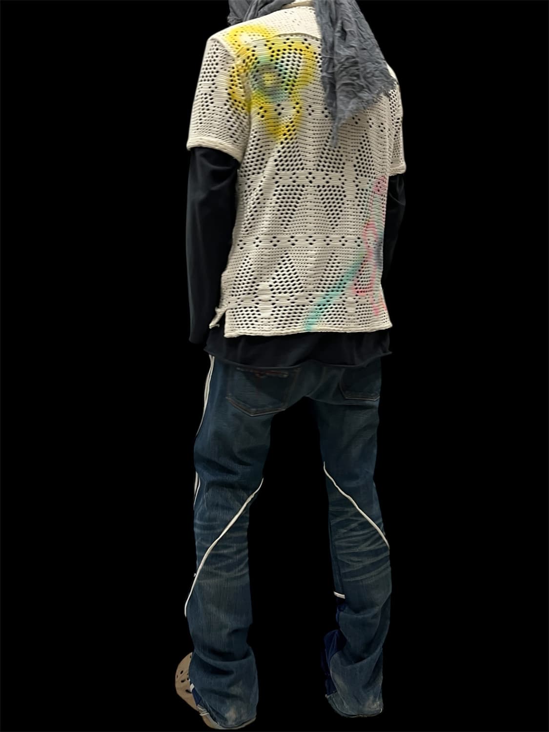 [OS] 빈티지 아카이브 플로랄 그래피티 시스루 니트 셔츠 상품이미지5