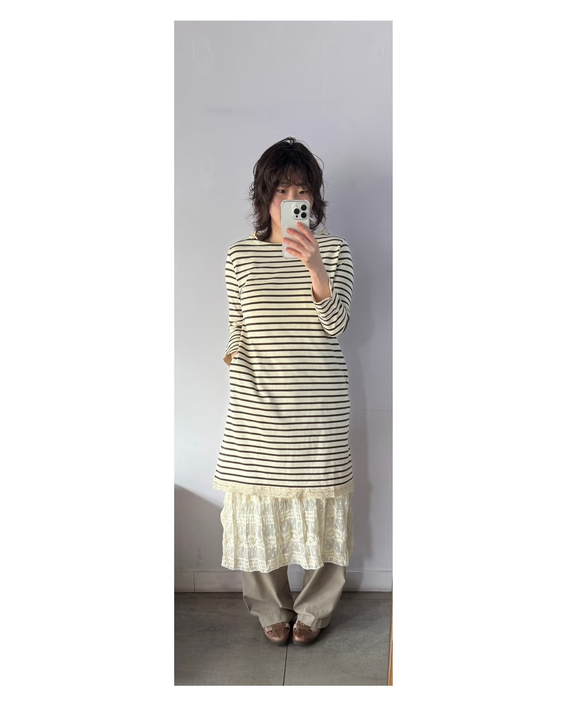 일본빈티지 레이스 줄무늬 원피스 상품이미지2