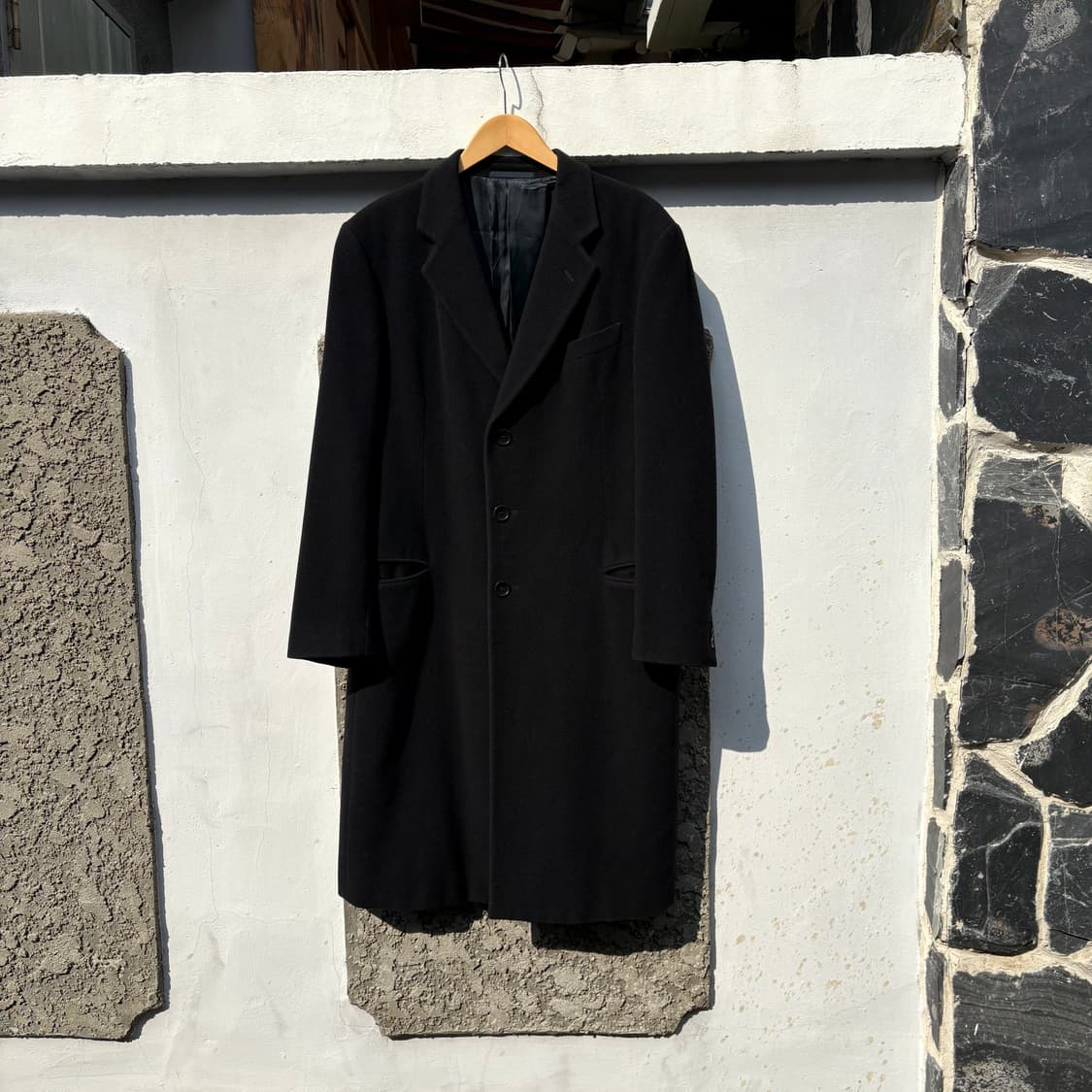알마니 꼴레지오니 블랙 오버사이즈 울 캐시 블랜드 코트 상품이미지1