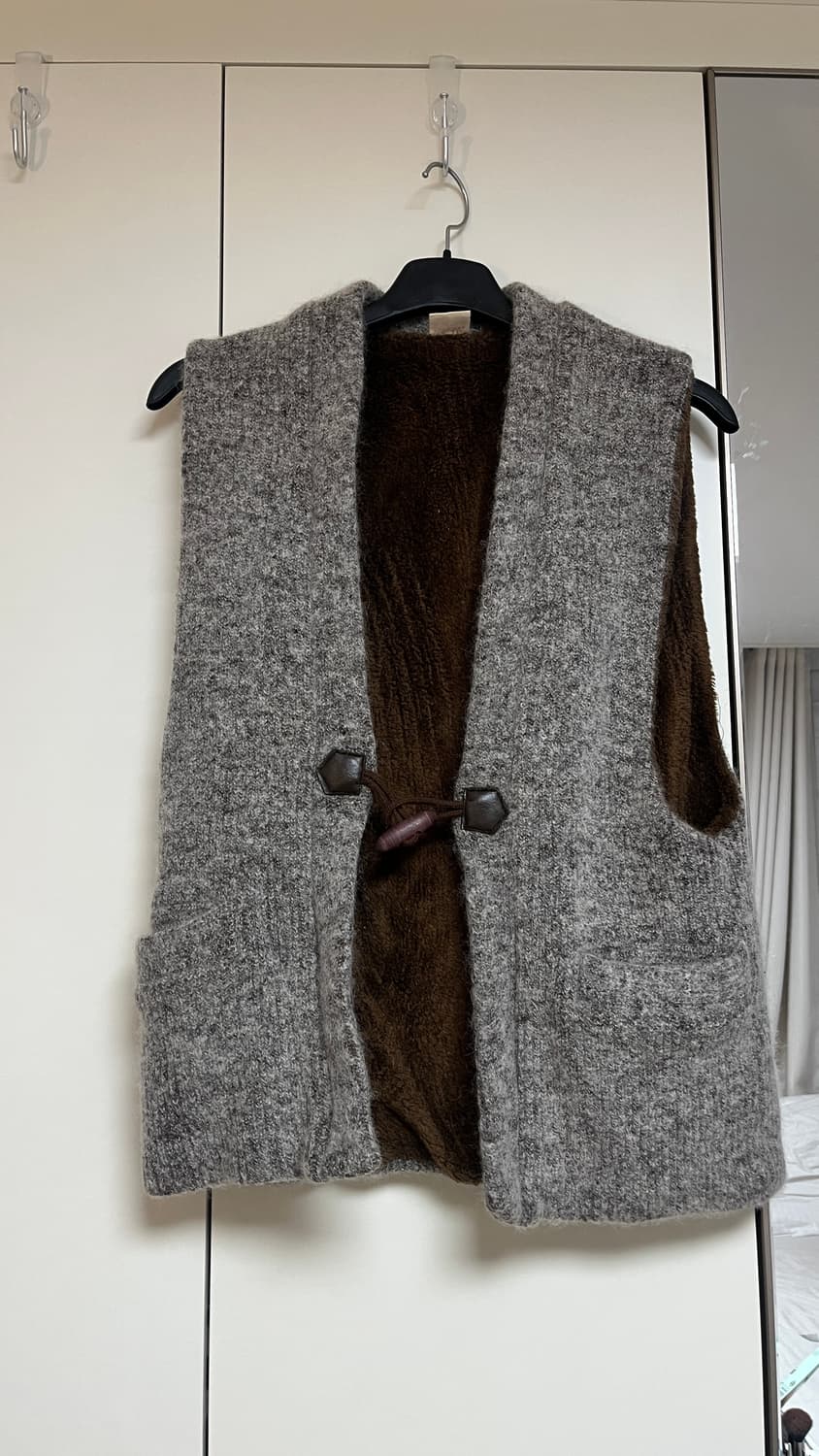 빈티지 토글 버튼 니트 조끼 회색 상품이미지1