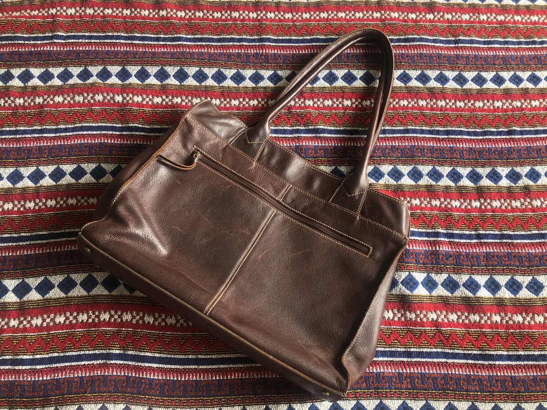 피카드 브라운 레더 토트백 상품이미지2