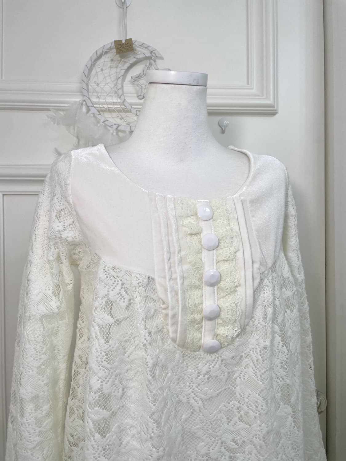 creamwhite lace velvet mini opc 상품이미지6