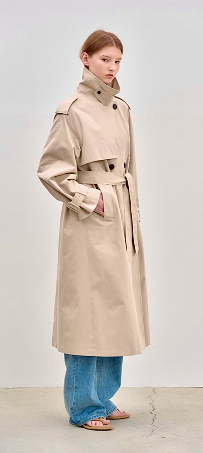 NILBY P 닐바이피 시그니처 볼륨 트렌치코트/베이지 숏기장 상품이미지2