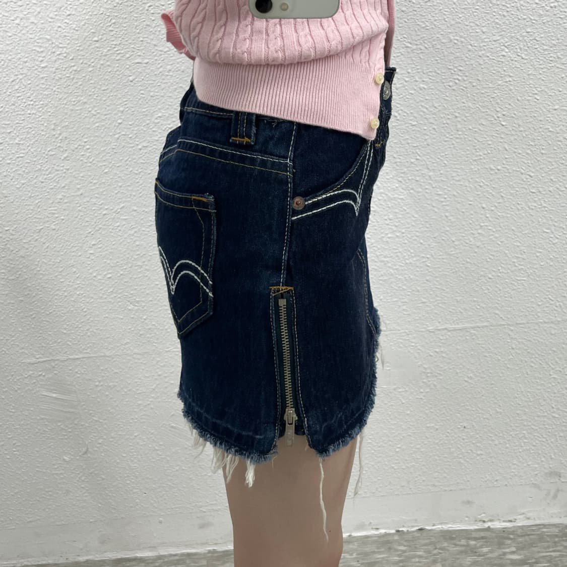 리바이스 00's 스티치 사이드지퍼 데님 미니스커트 상품이미지5