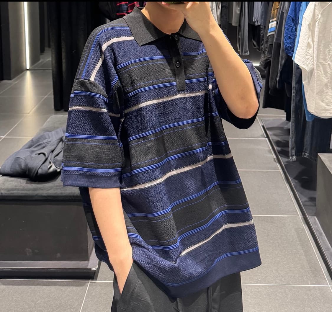 (S) 25ss 준지 스트라이프 티칼라 반팔 니트 상품이미지5