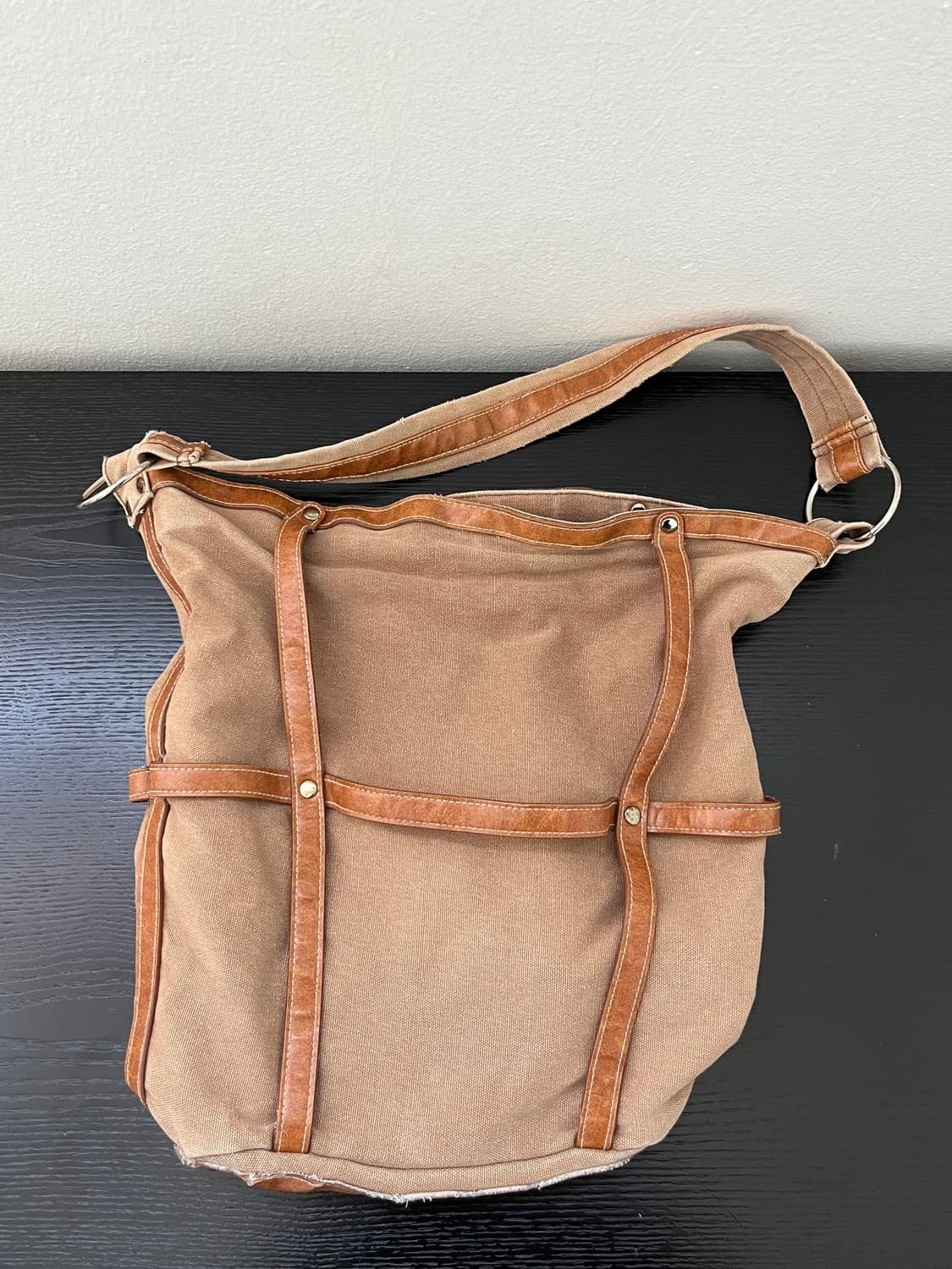 90‘s KAZZOC 캔버스 레더 쇼퍼백 상품이미지6