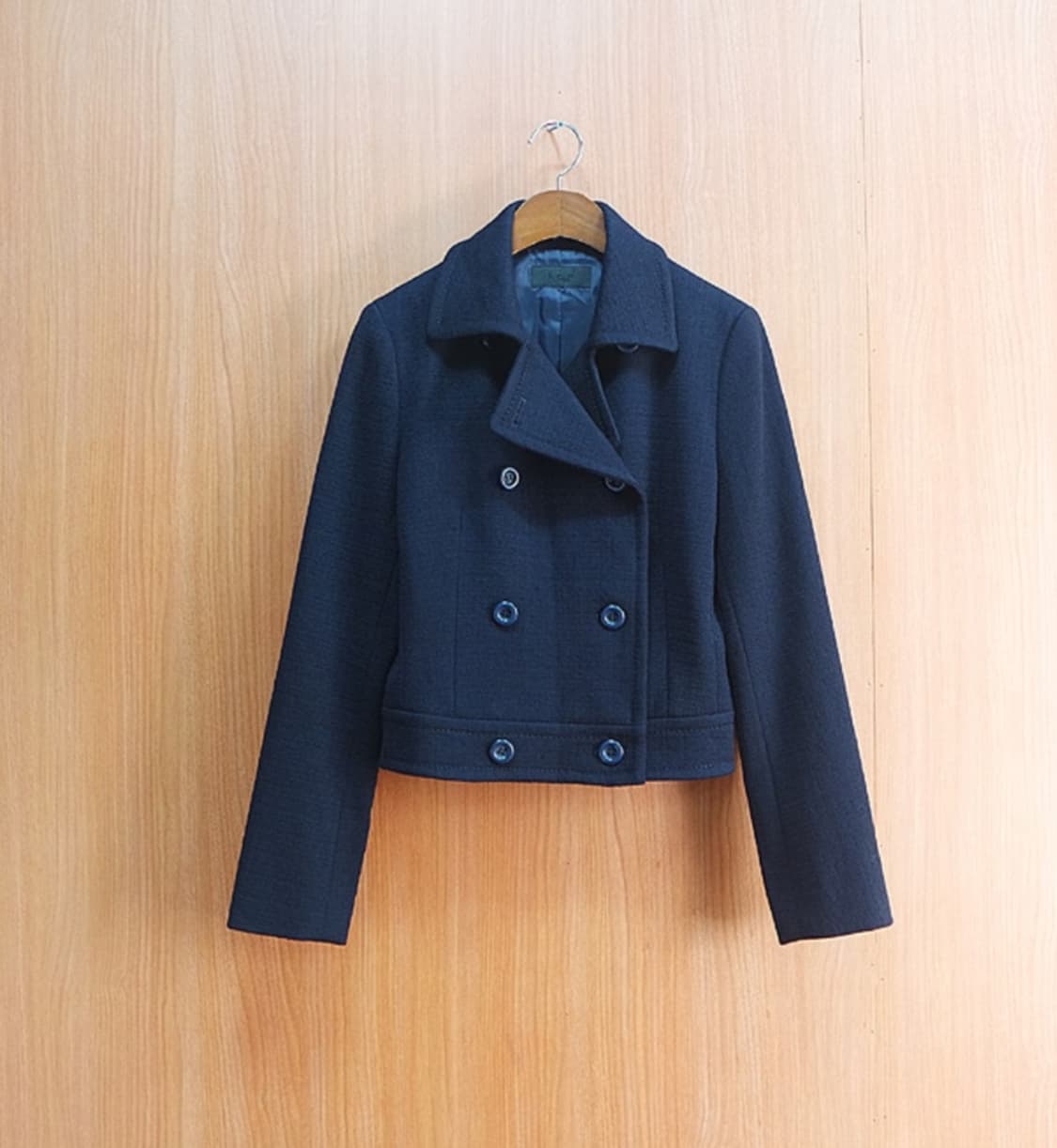 i c b 울 100%   네이비 더블 버튼 숏 자켓 상품이미지1