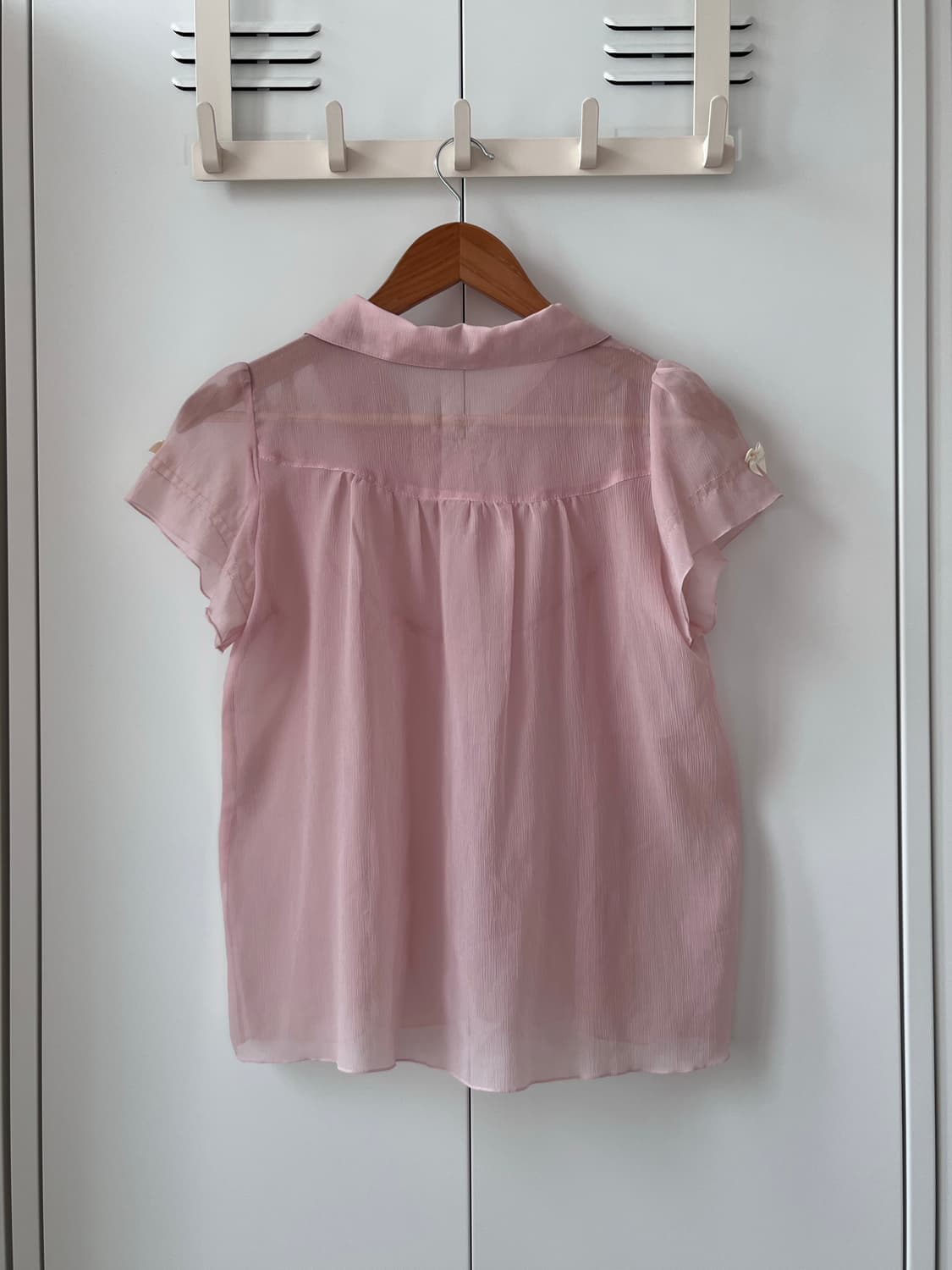 Vintage 하트 리본 연분홍 로걀 반팔 블라우스 상품이미지10