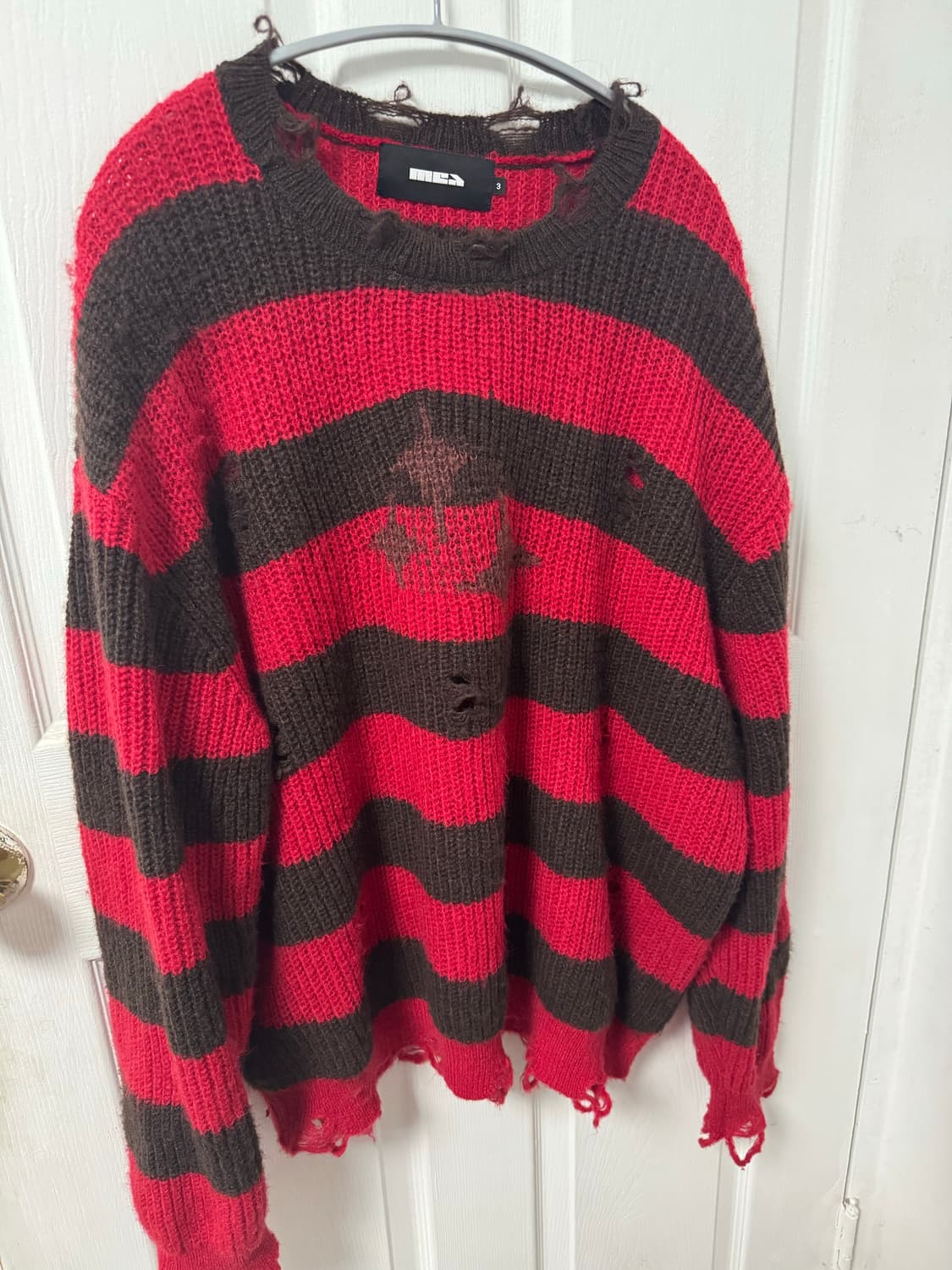 메아 빈티지 스트라이프 울 니트 레드3사이즈 상태 좋아요 상품이미지4