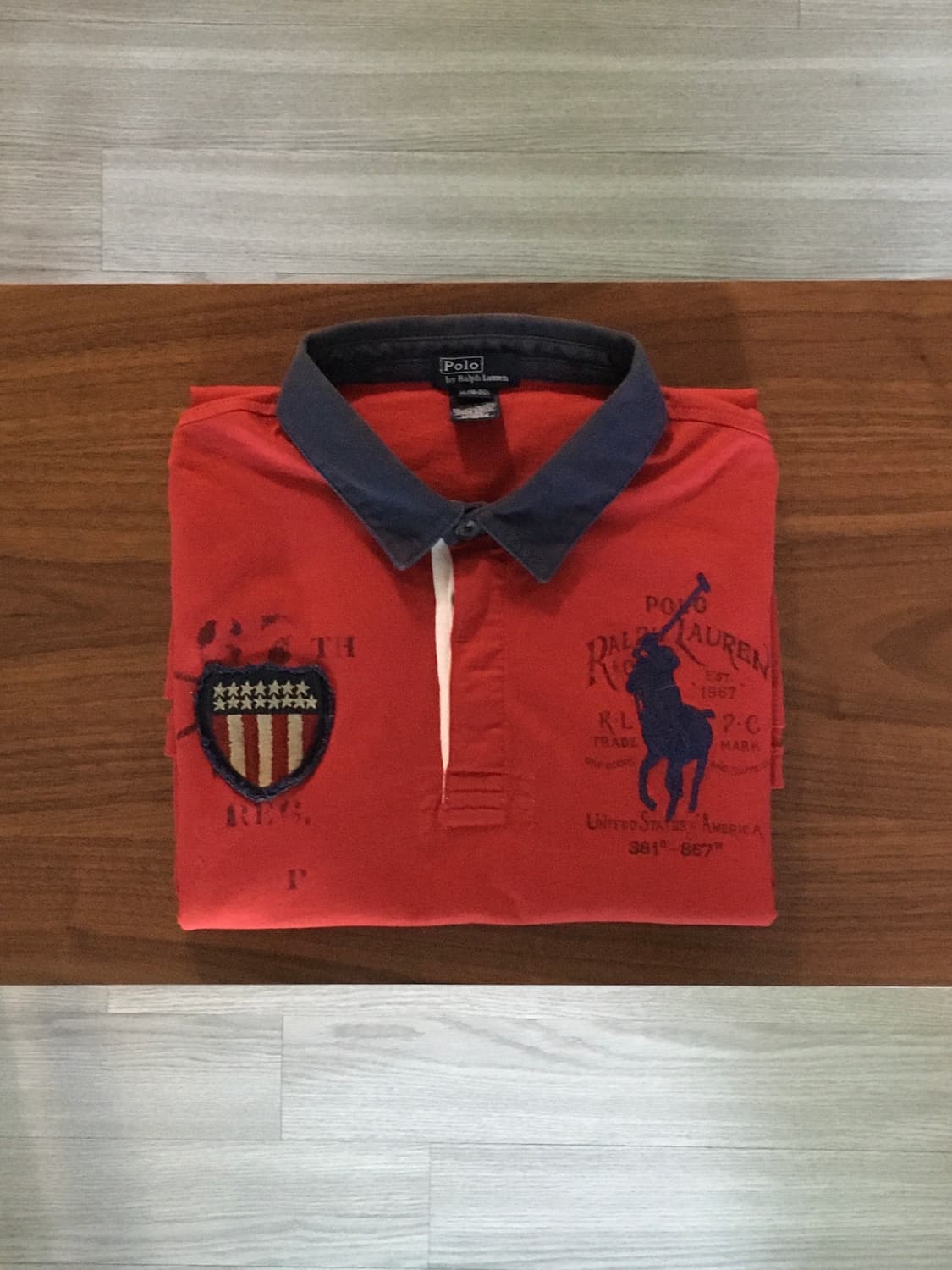 폴로 빅포니 성조기 긴팔 럭비티 레드 상품이미지1
