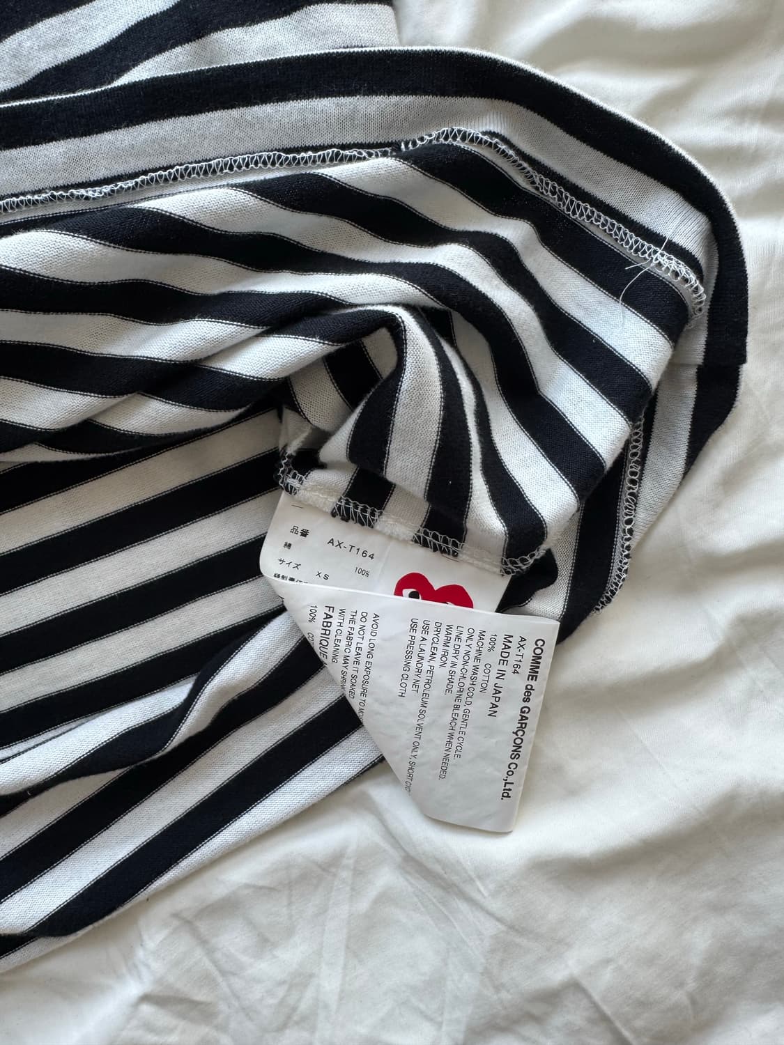  꼼데가르송 스트라이프 롱슬리브 티셔츠 블랙 화이트 상품이미지4