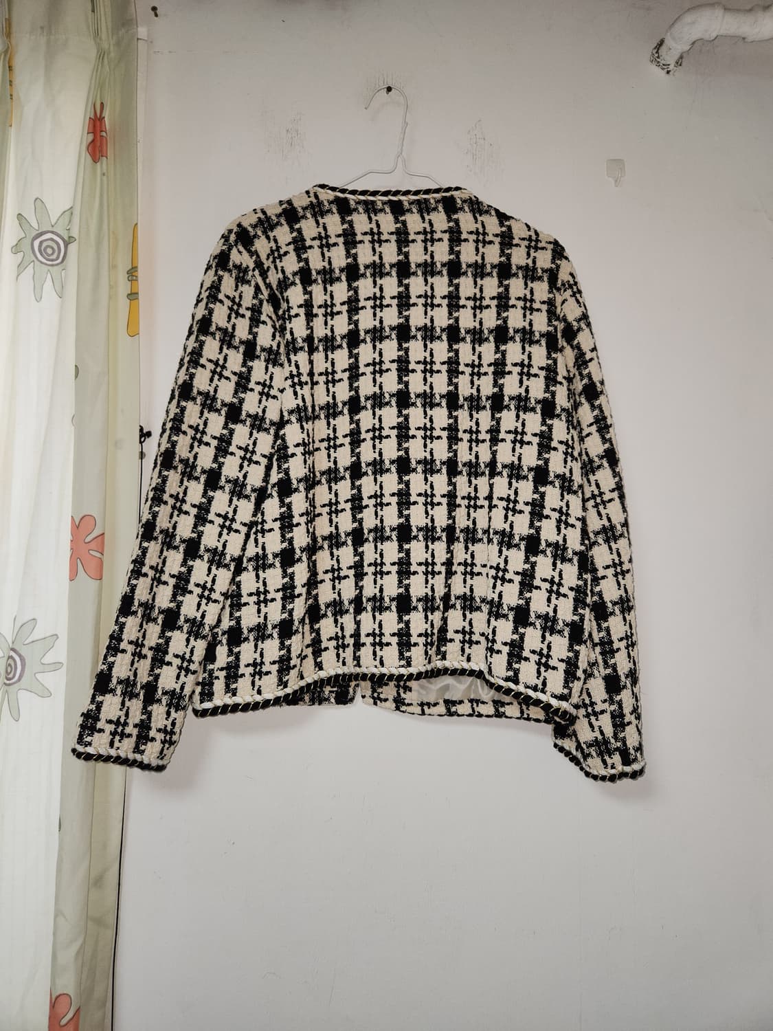 트위드 체크 자켓 아이보리 블랙XXL 상품이미지2