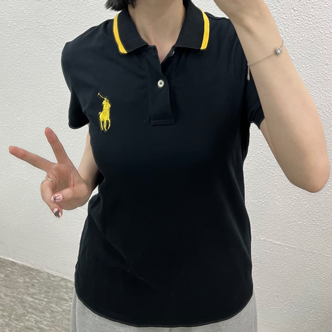 폴로 랄프로렌 빅포니 옐로우배색 블랙 pk반팔 L 상품이미지5