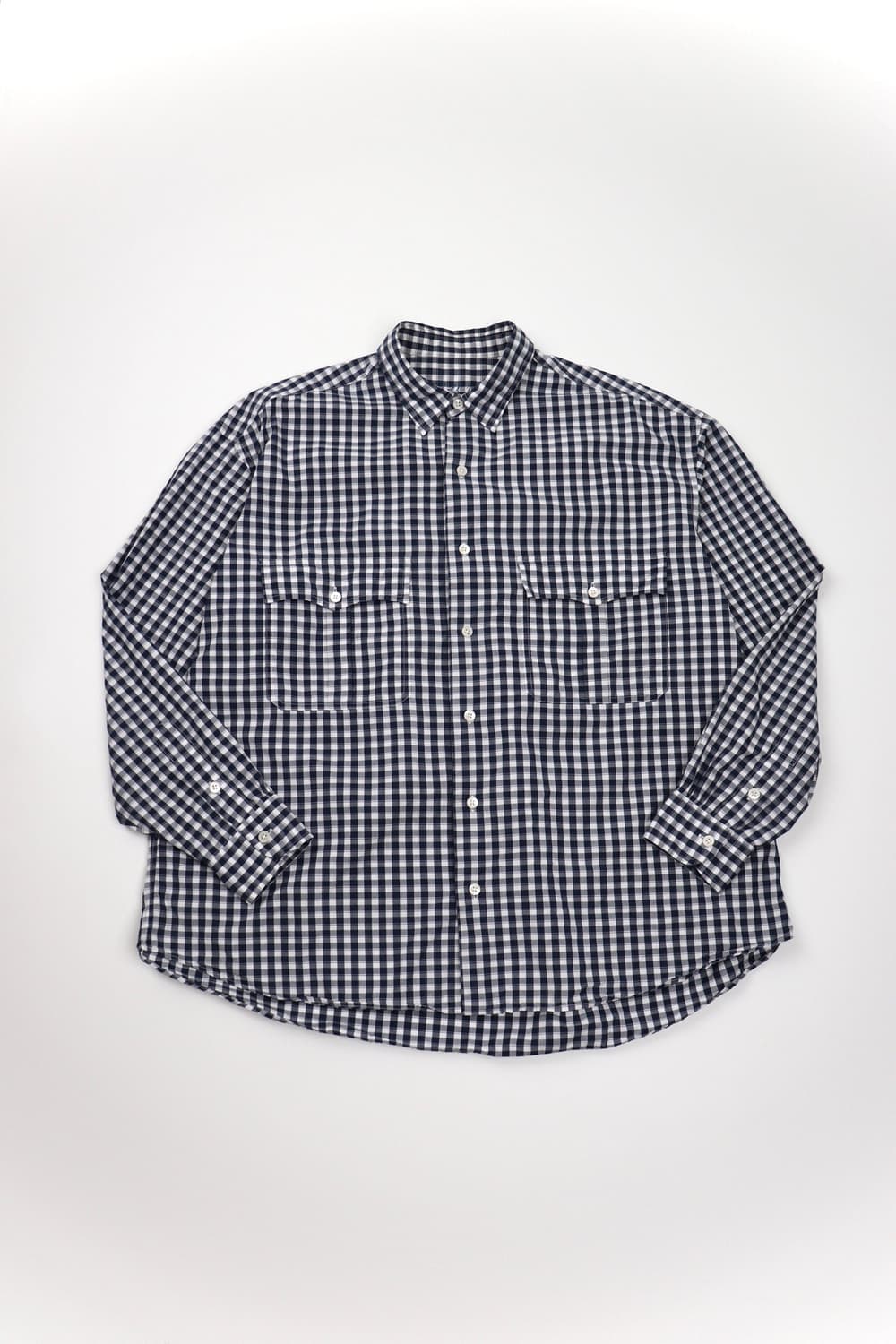 Porter classic 롤업 깅엄셔츠 Navy 상품이미지1