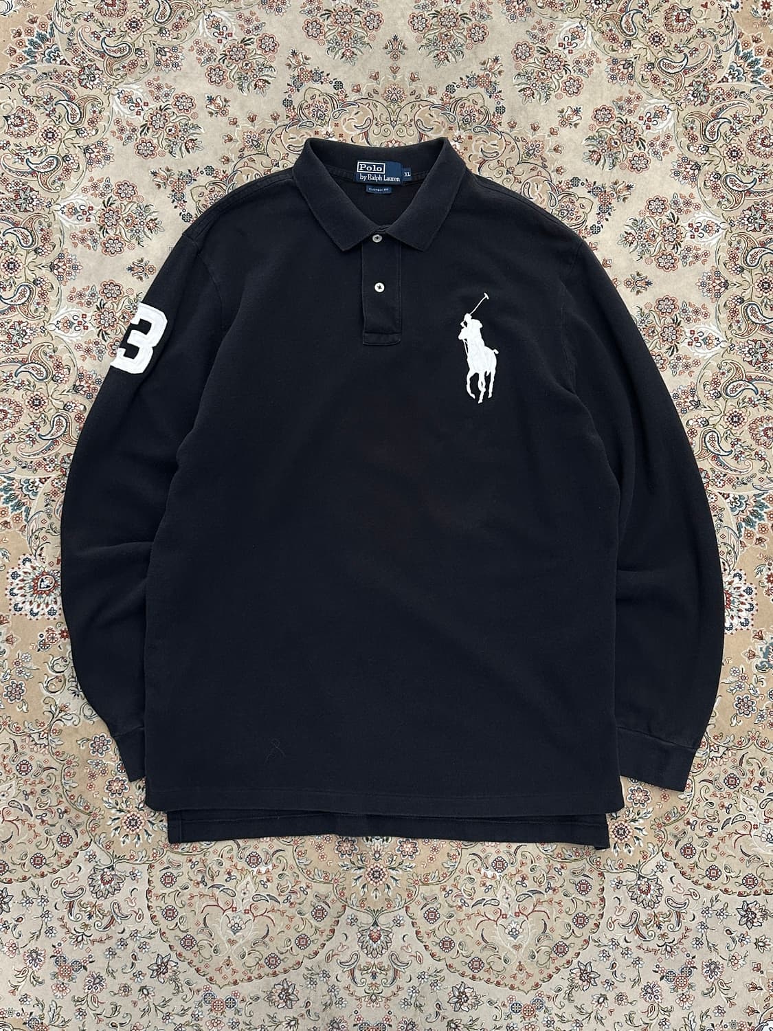 폴로 랄프로렌 블랙/화이트 커스텀핏 빅포니 카라티  상품이미지1