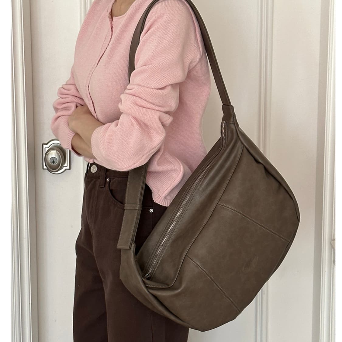 보부상 데일리 가죽 크로스백 핑크 상품이미지10