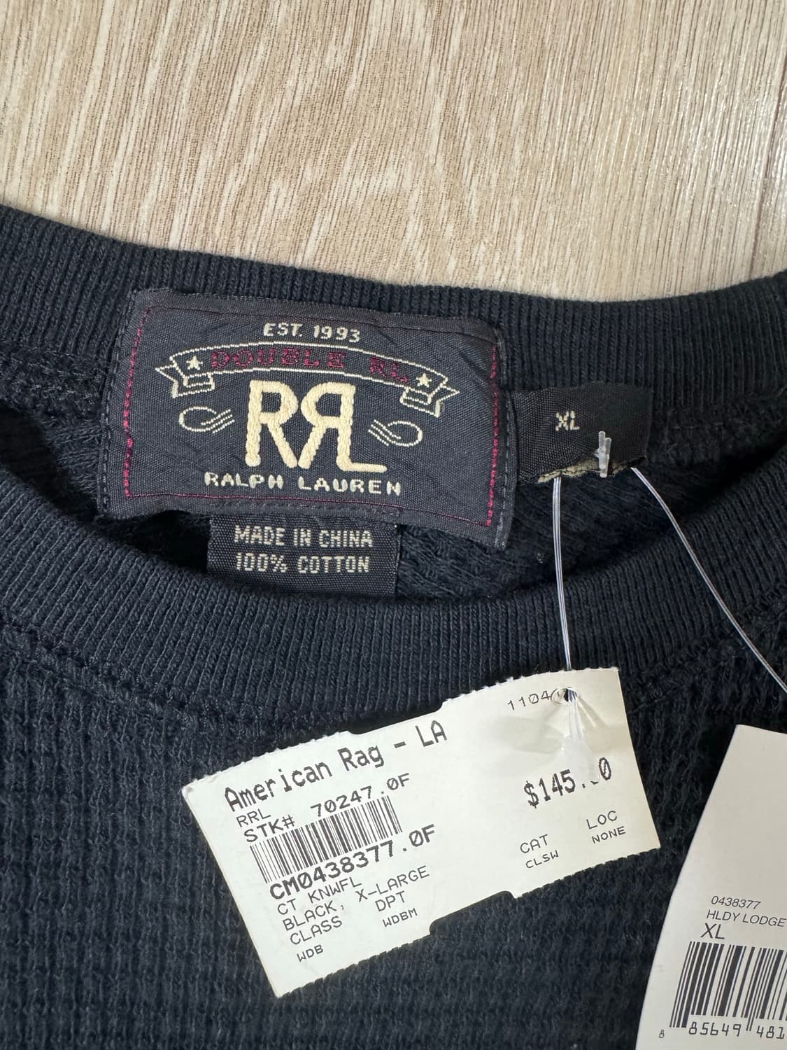 RRL 더블알엘 와플 롱슬리브 블랙 XL 상품이미지3