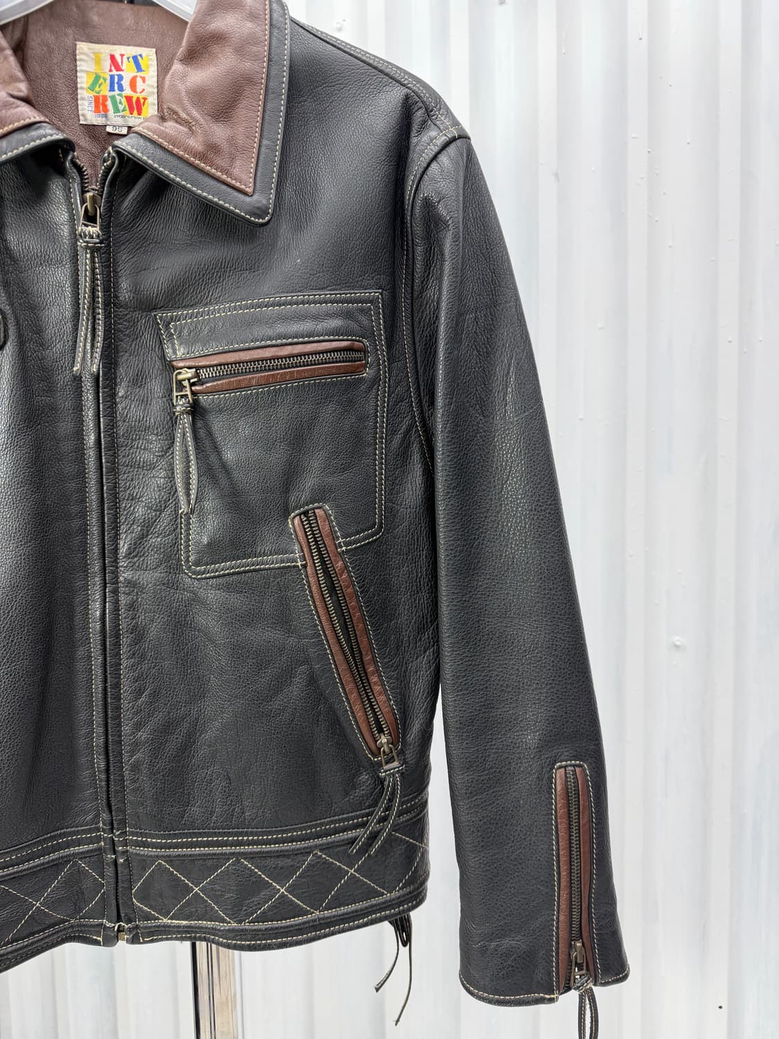 90s Intercrew cowhide biker jacket 상품이미지8