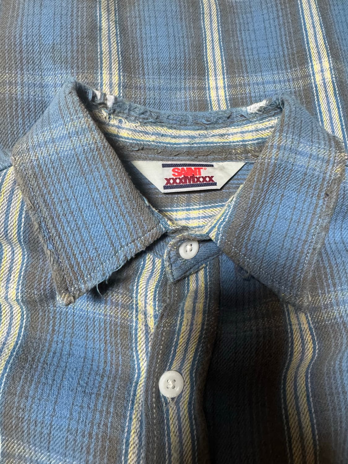 세인트 미카엘 체크 플란넬 셔츠 블루 옐로우 - 23AW 상품이미지3
