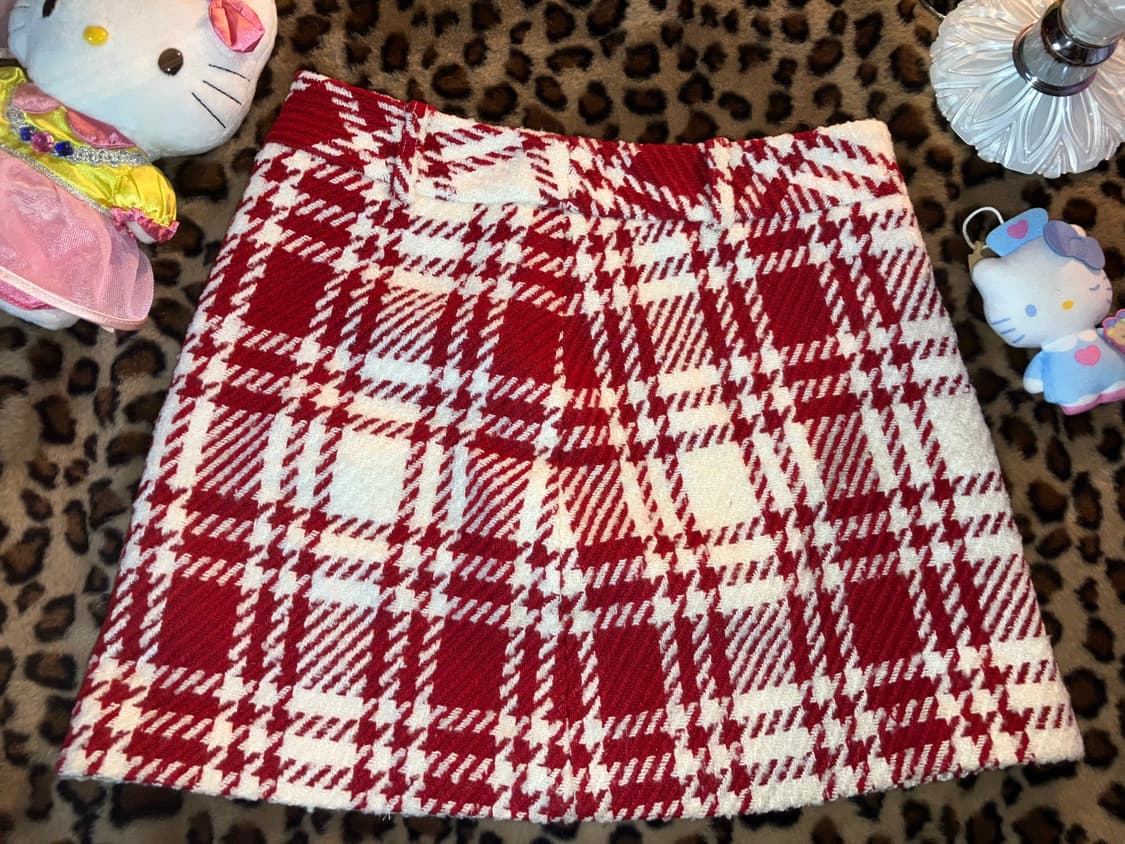 jpn 레드 체크 트위드 스커트 상품이미지1