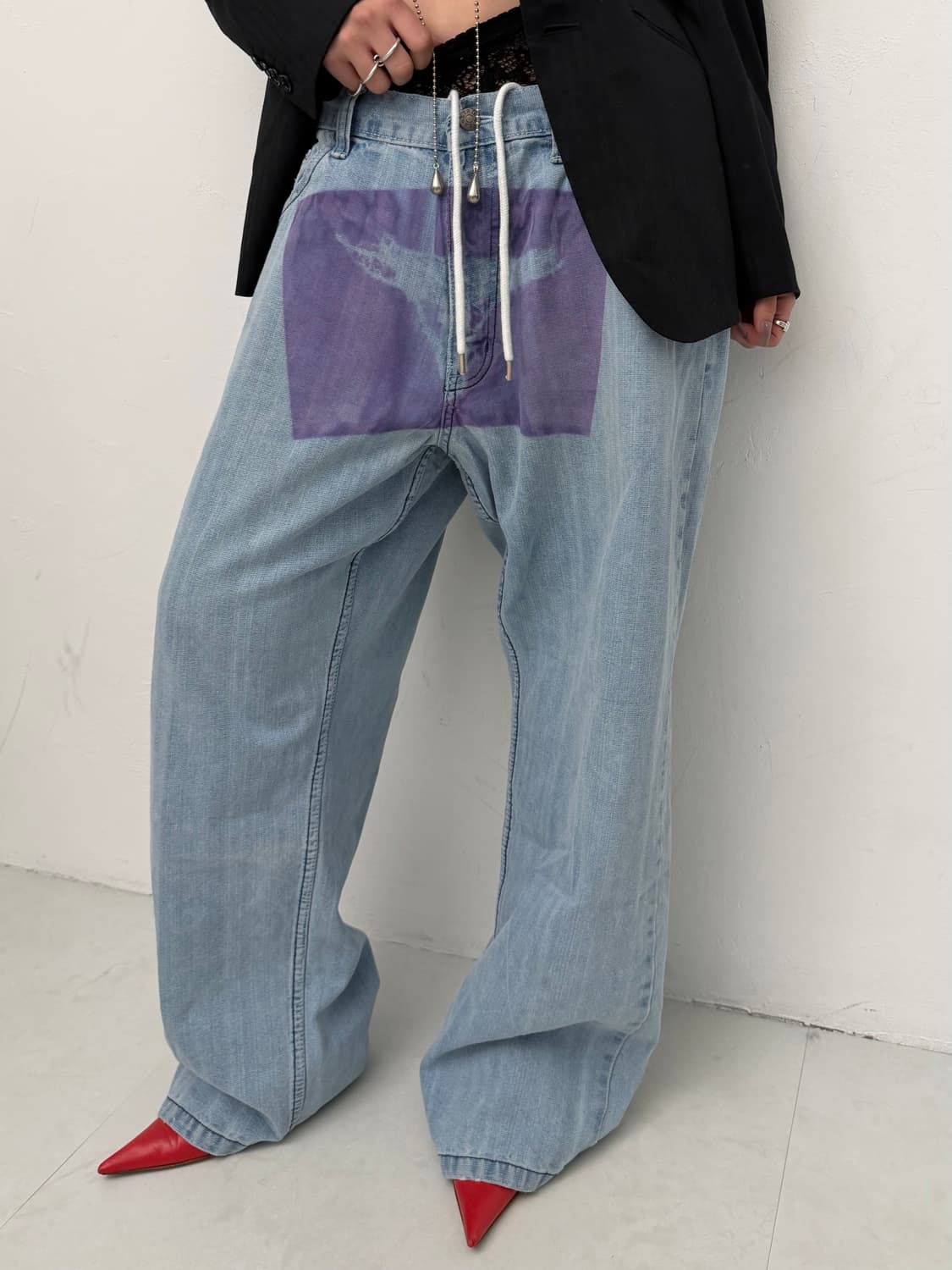 팬티 프린팅 와이드 데님  상품이미지2