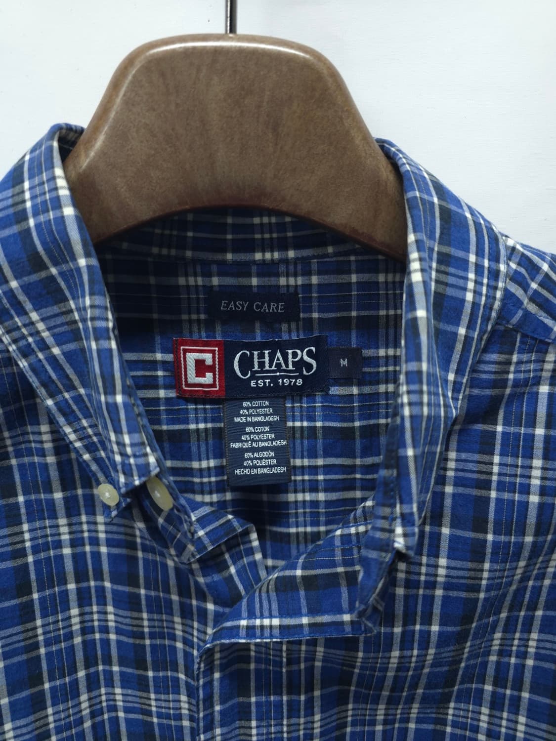 챕스(CHAPS) 블루 체크 오버핏 반팔 셔츠 (~105) 상품이미지4