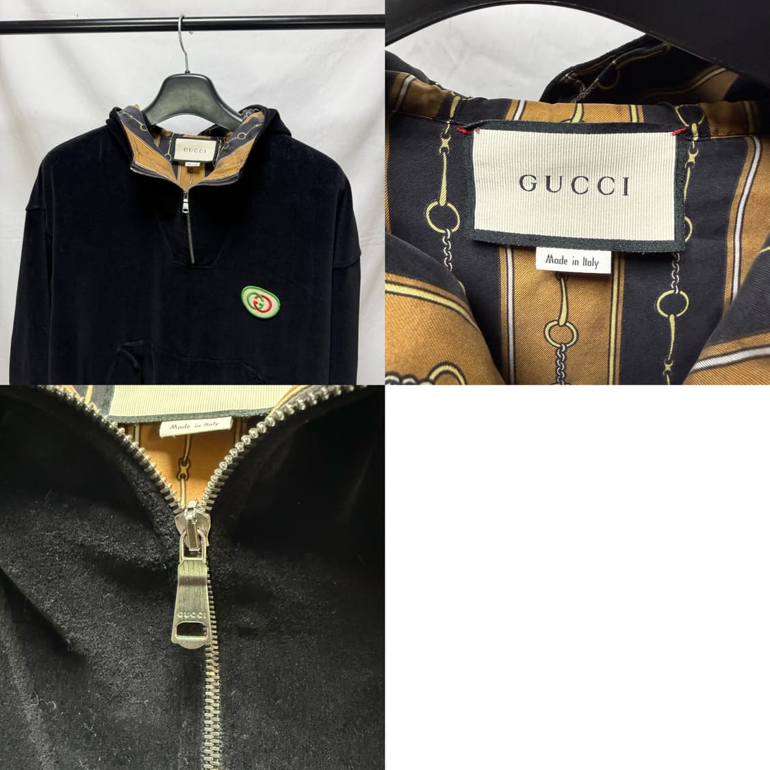 구찌 GG 패치 로고 셔닐 벨벳 아노락 후드 자켓  상품이미지4
