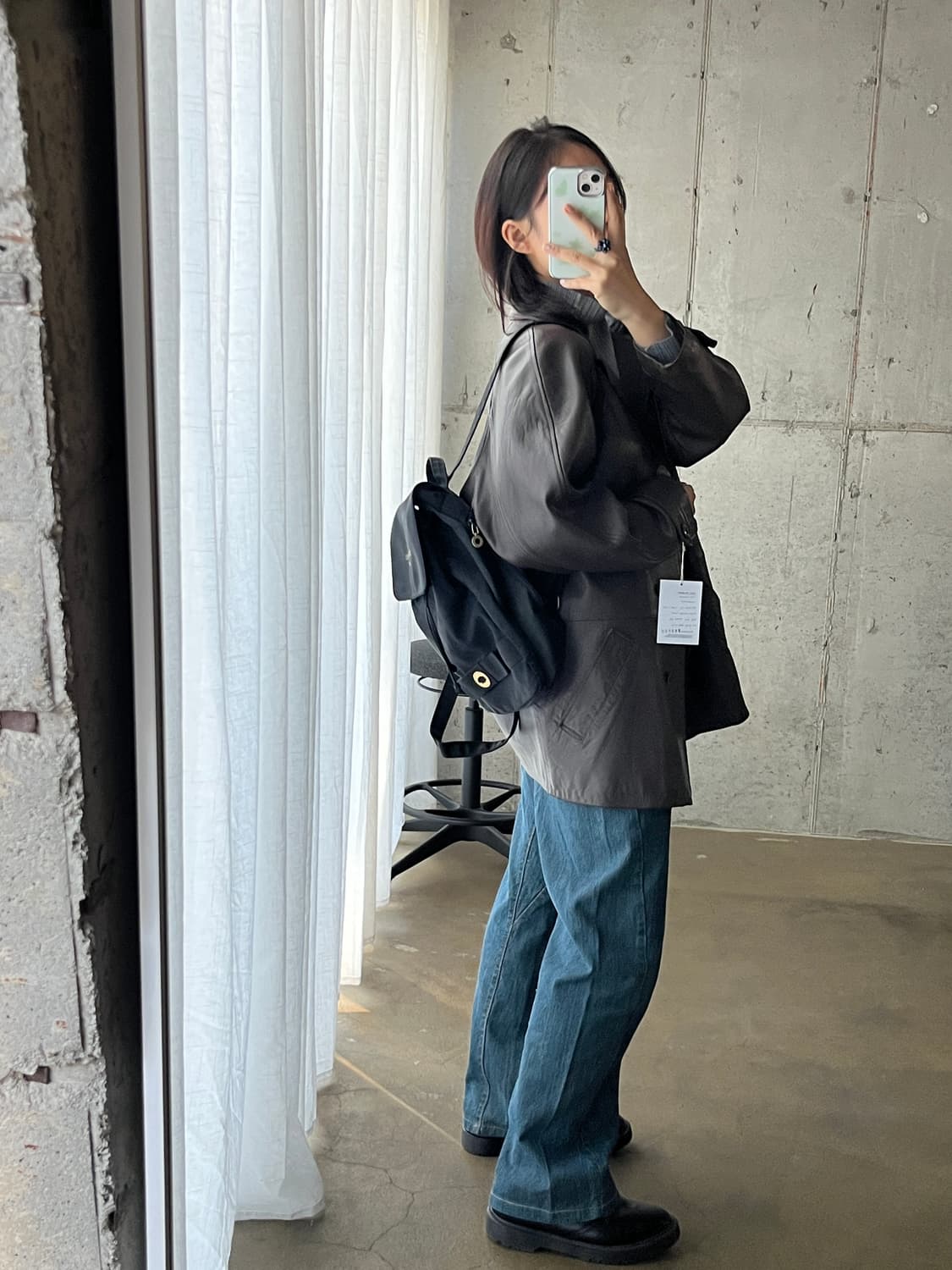 90s Courreges 꾸레쥬 로고 나일론 백팩 블랙 상품이미지3