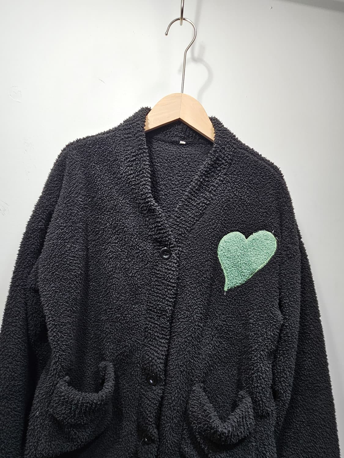 민트 하트아플리케 뽀글이 가디건 상품이미지2